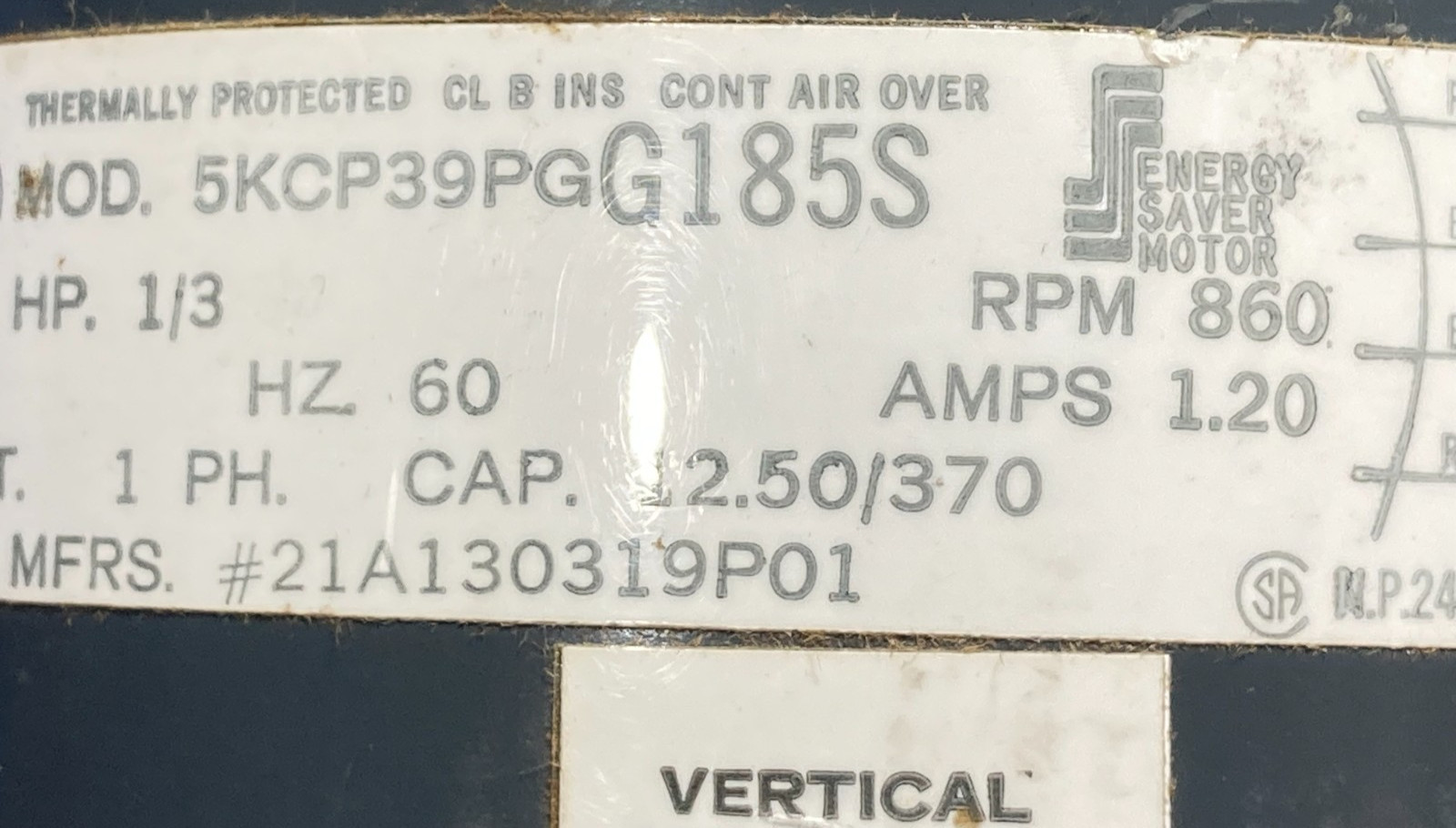 NEW OLD STOCK GE HVAC FURNACE Replacement Motor GE 5KCP39PGG185S 21A130319P01
