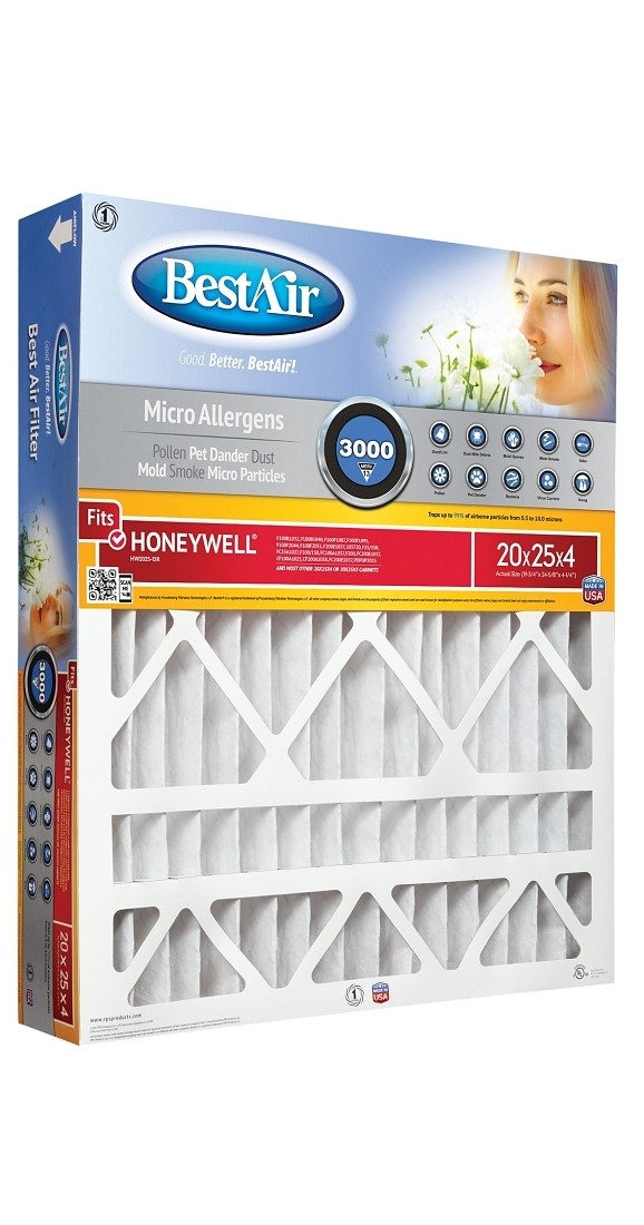 BestAir HW2025-13R Air Filter, 24-5/8 in L, 19-3/4 in W, 13 MERV