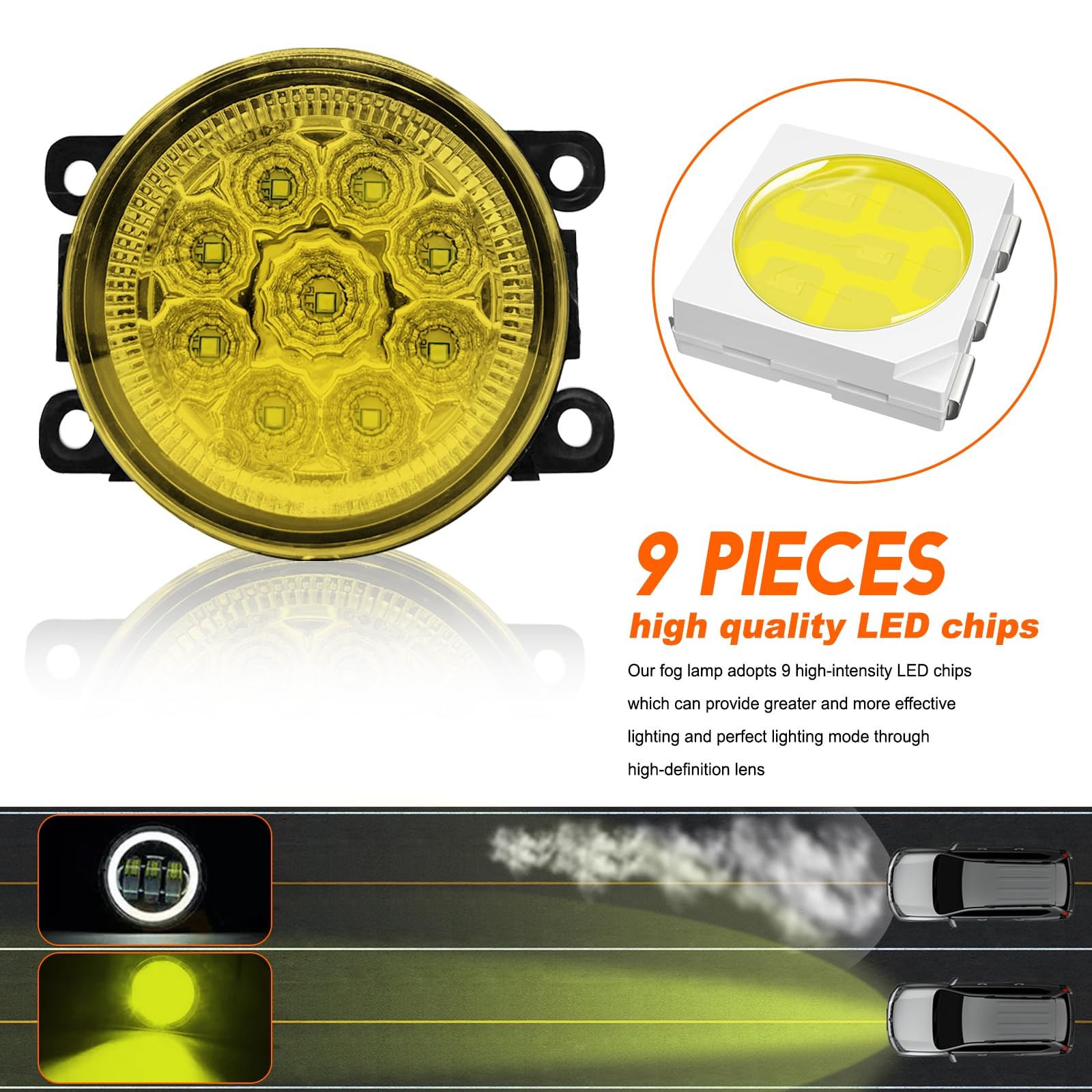 Fog Lights 3.5 OEM 19606300 For SUBARU LEGACY 2013-2014 H11 Golden Yellow 2-Pack