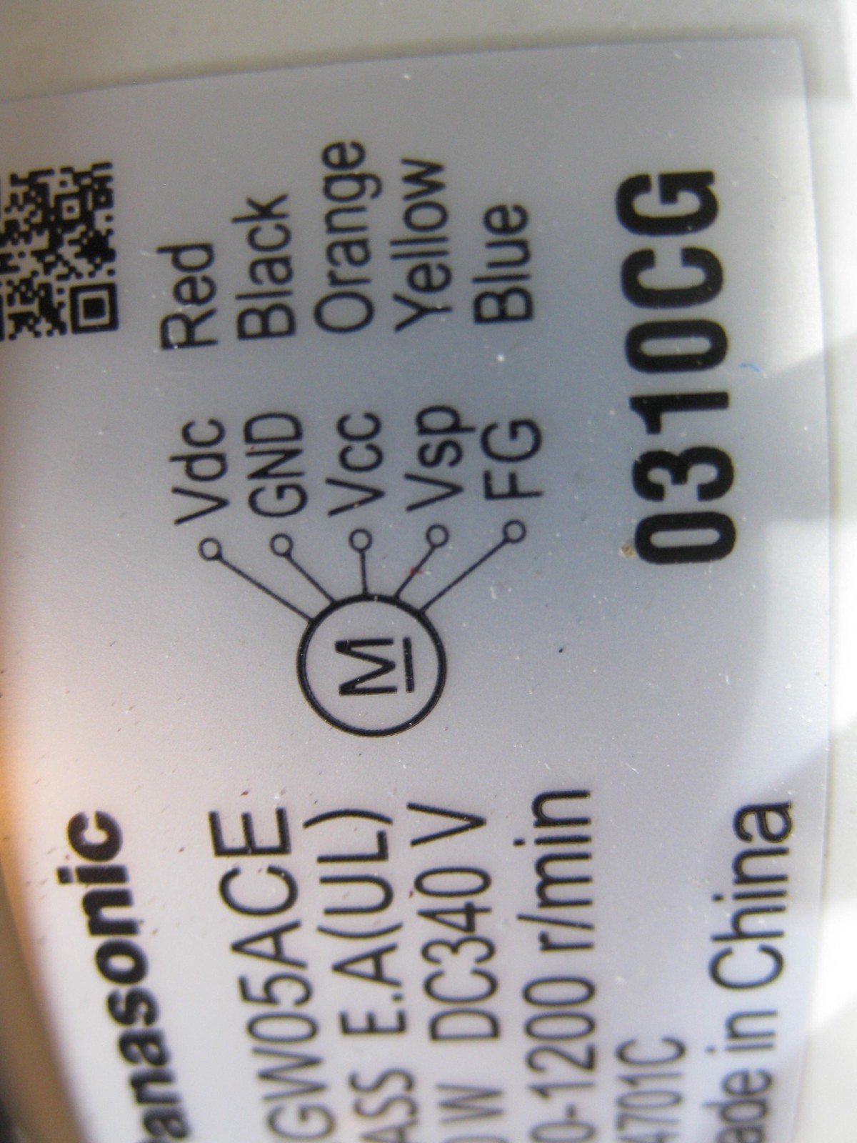 Panasonic HA42CZ236 Fan Motor FKGW05ACE 250W DC340V 200-1200 RPM