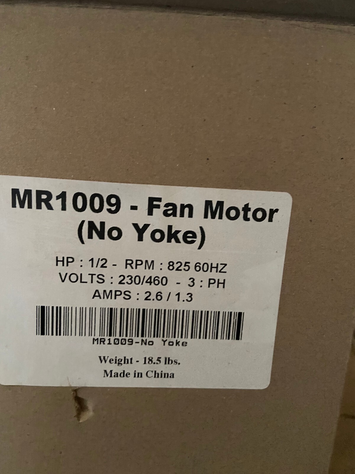 FAN MOTOR 3 Phase 1/2 HP 2.6 amps 825 rpm 230/460 #370-8T “Free Ship”