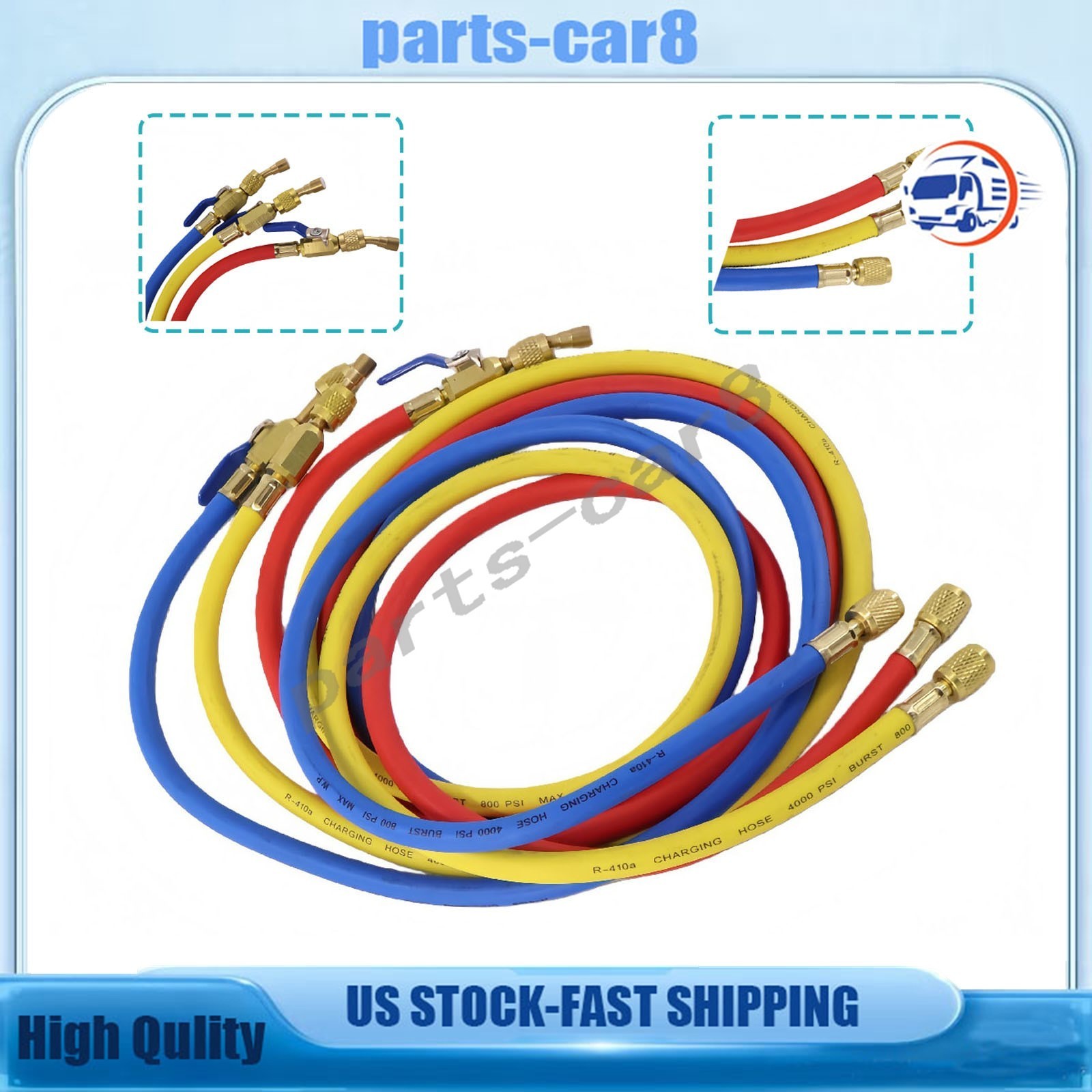 NEW 3Pack 29986 For R-410A Refrige Plus II 1/4″ Hose with Compact Ball Valve 72″