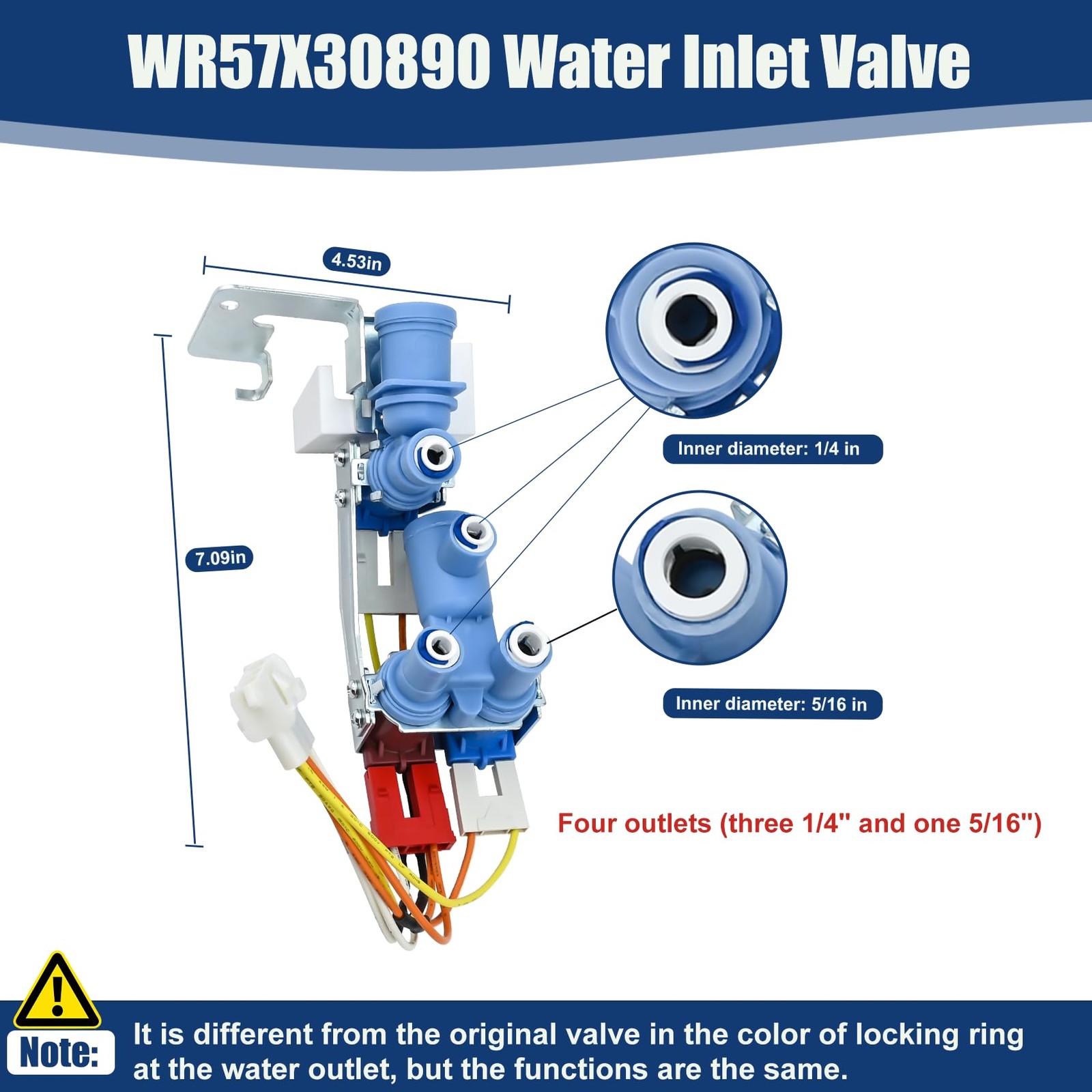 WR57X30890, WR57X30891 Refrigerator Water 4.53 x 7.09 x 3.35 inches, Blue
