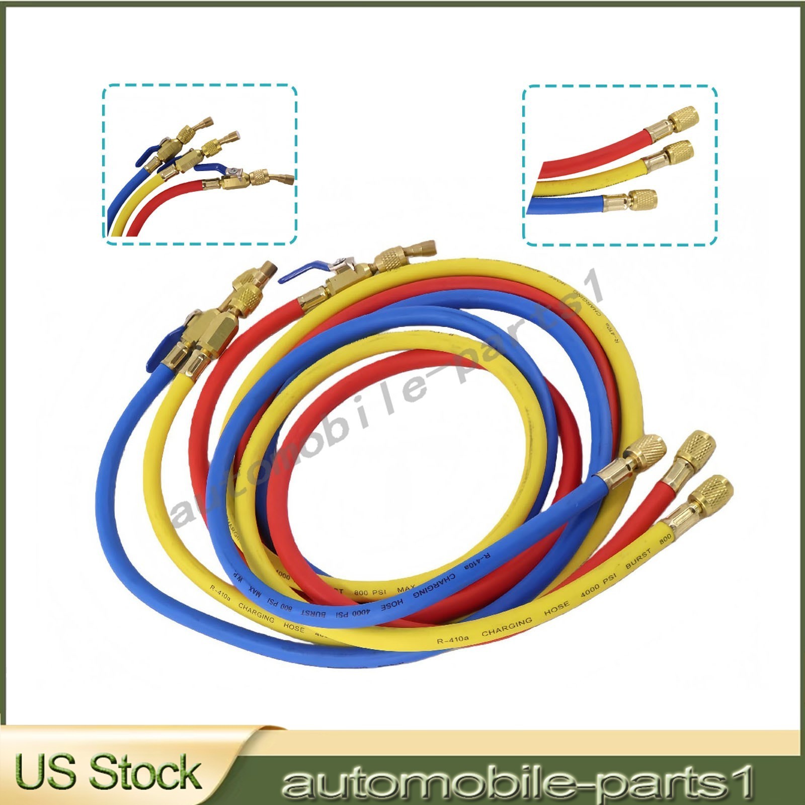 NEW For 29986 Plus II 72″ HVAC Charging Hose Set 1/4″ (3-Pack) USA