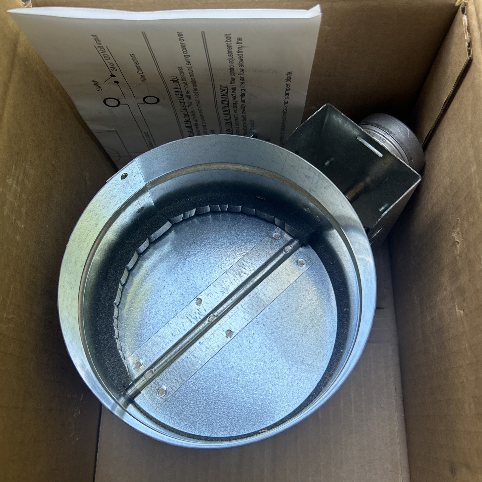 Motorized Damper HVAC Zone Control Damper 24 Volt Normally Closed, Power Open