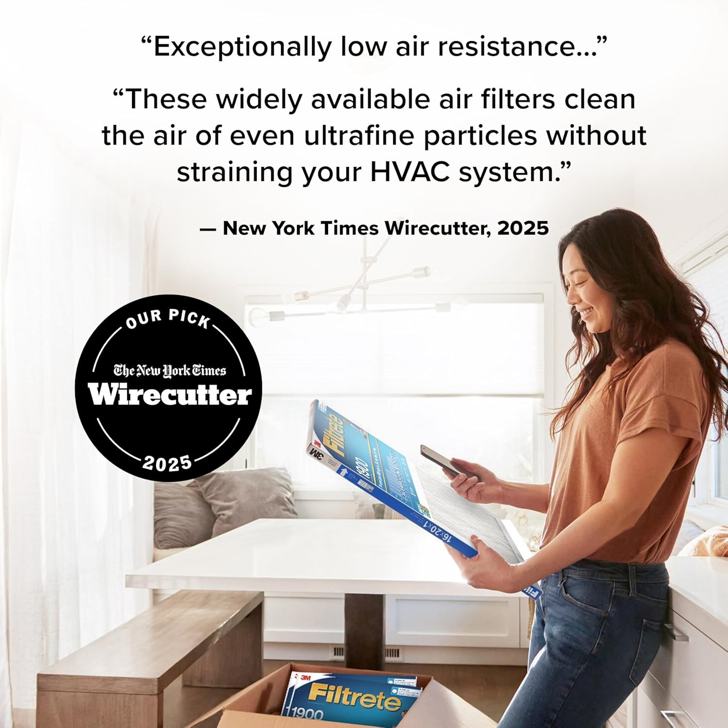 Filtrete 16x25x1 AC Furnace Air Filter, MERV 13, MPR 1900, 16x25x1, White