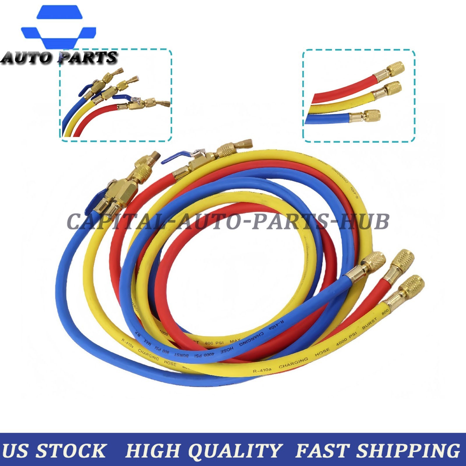 3Pack 29986 Plus II 1/4″ Hose with Compact Ball Valve 72″ for R-410A Refrige USA