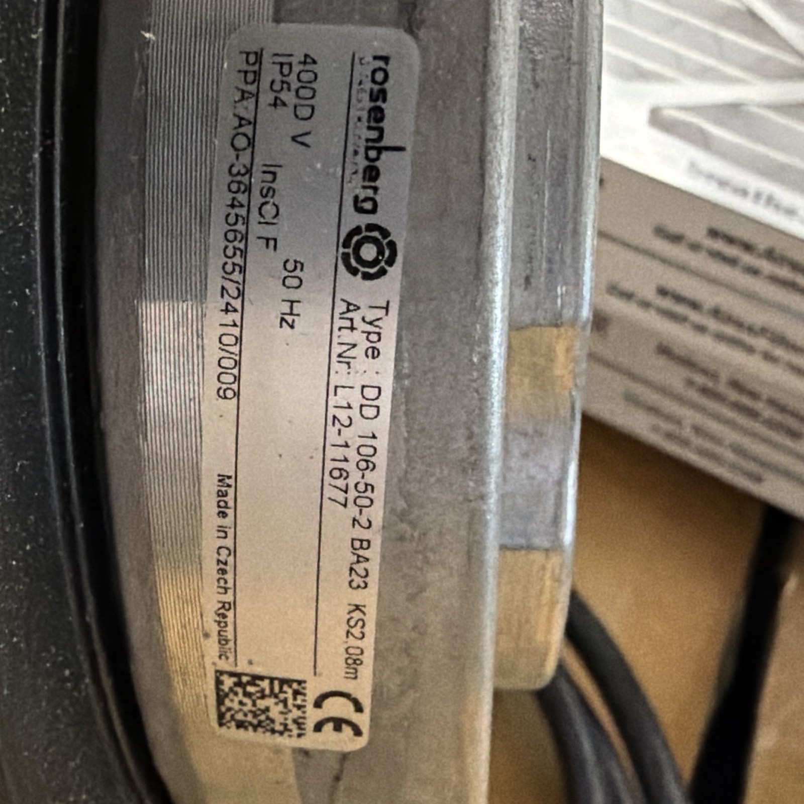 Rosenberg DD 106-50-2 BA23 Axial Fan 400V 3-Phase IP54 Metal Silver/Black