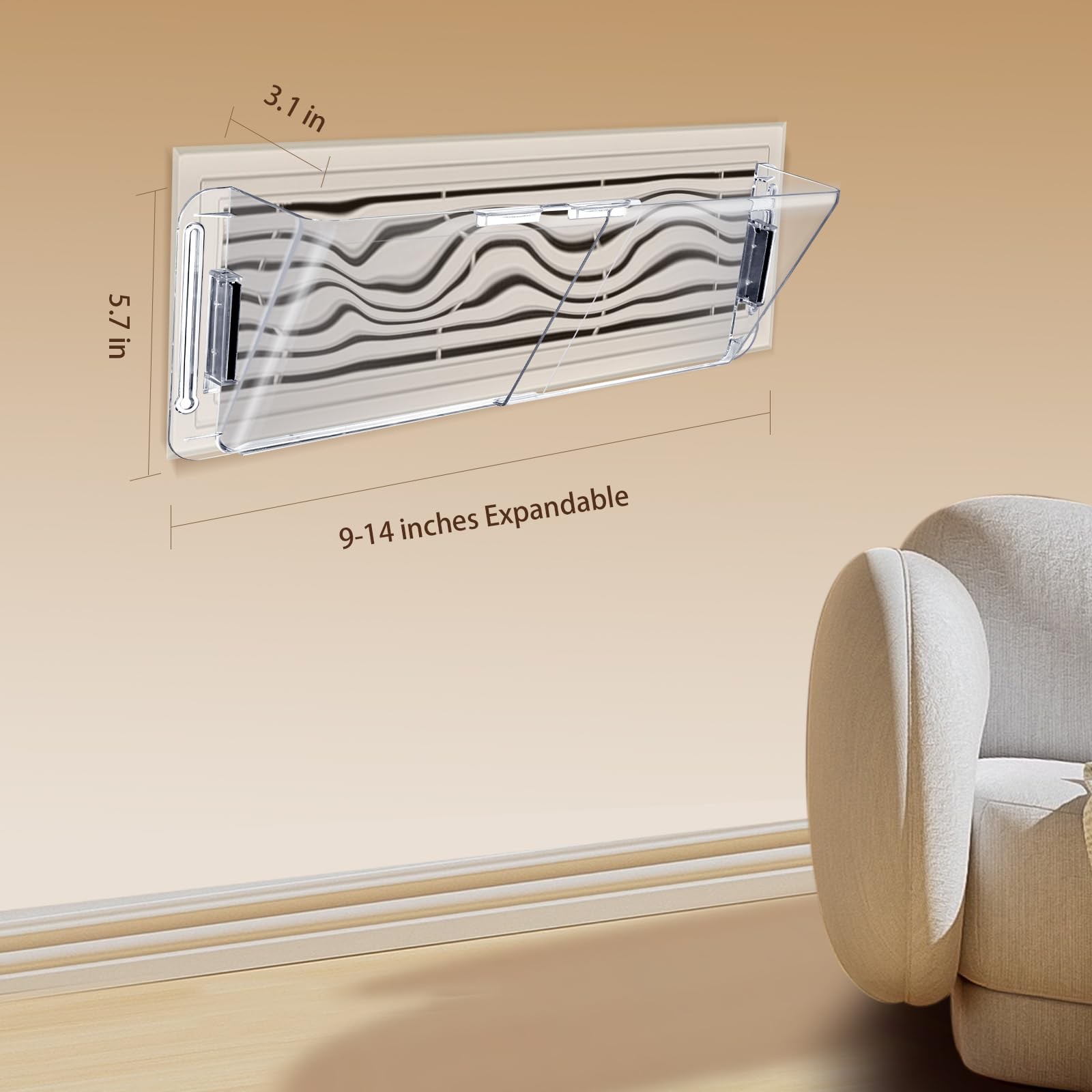 Adjustable Air Vent Deflector for AC,Ceiling, Wall, Floor, 9” to 14”…