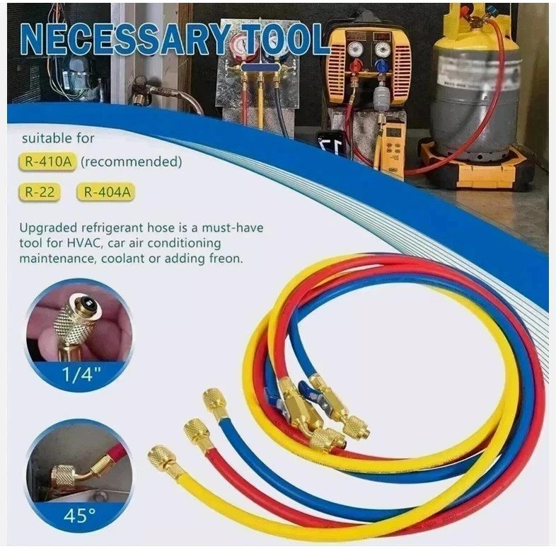 Yellow Jacket 29986 Plus II 1/4″ Hose with Compact Ball Valve, 72″ (Pack of 3)