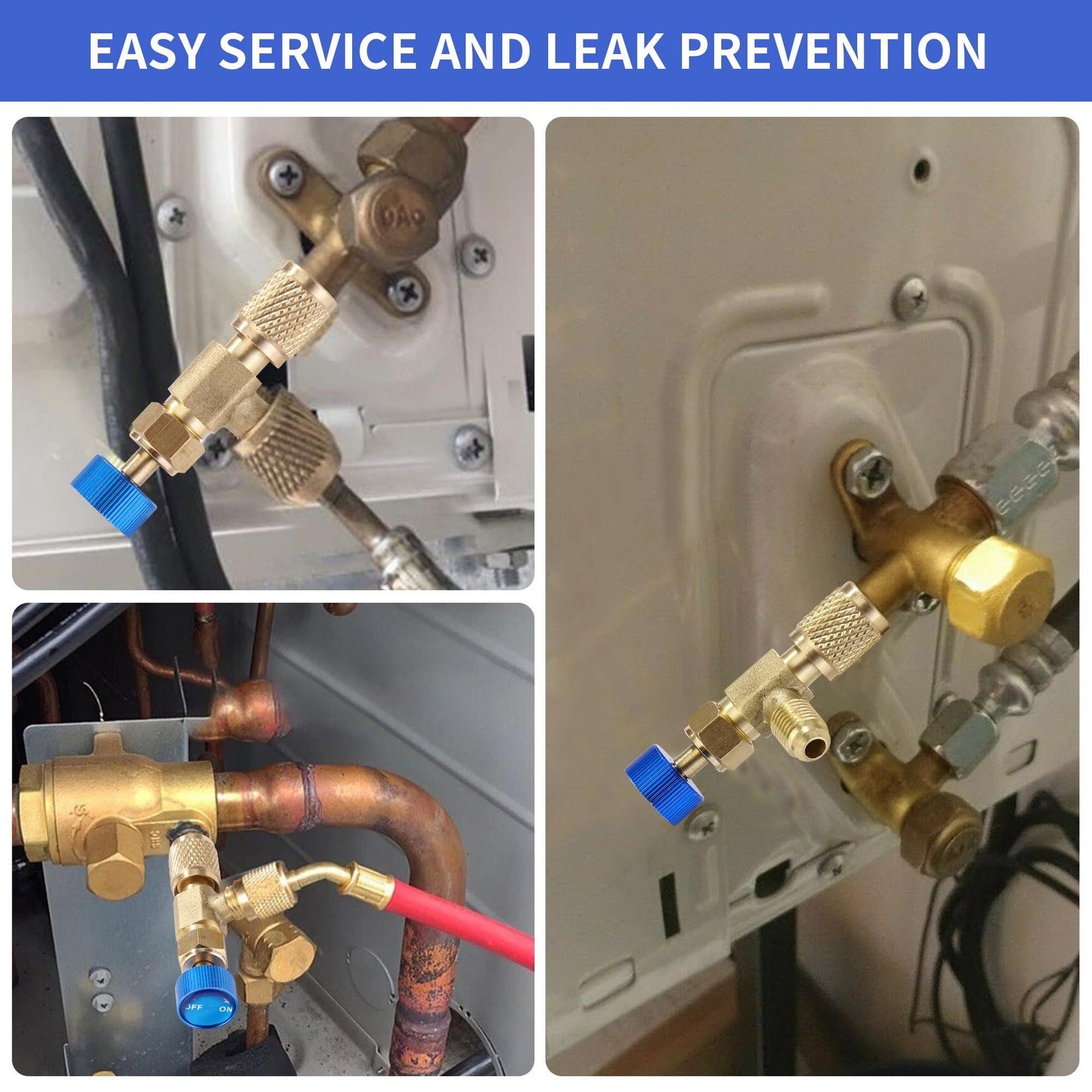 Refrigerant Charging Valve Set, 5/16″ Safety Adapter Flow R410A, Brass