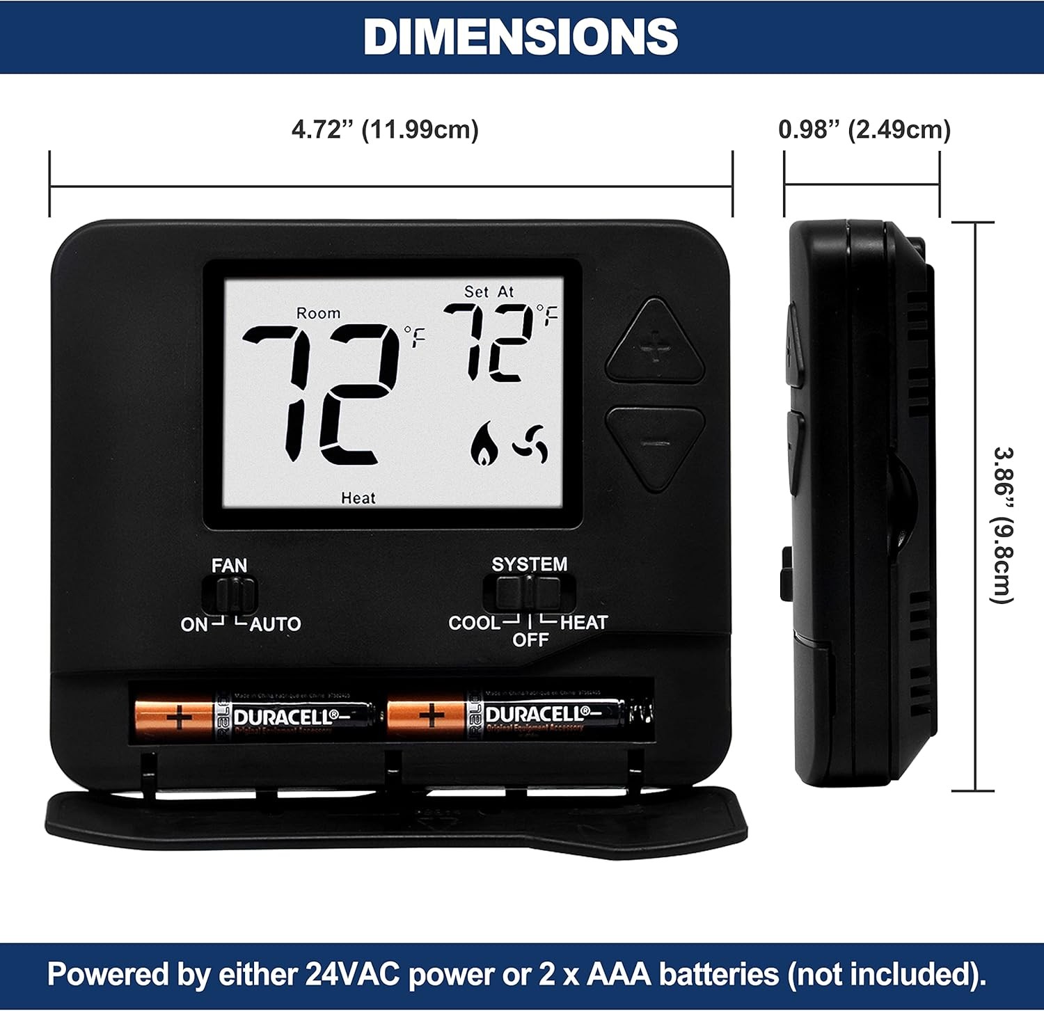 ELECTECK Non-Programmable Digital Thermostat for Home, up to 1 Heat/1 Black