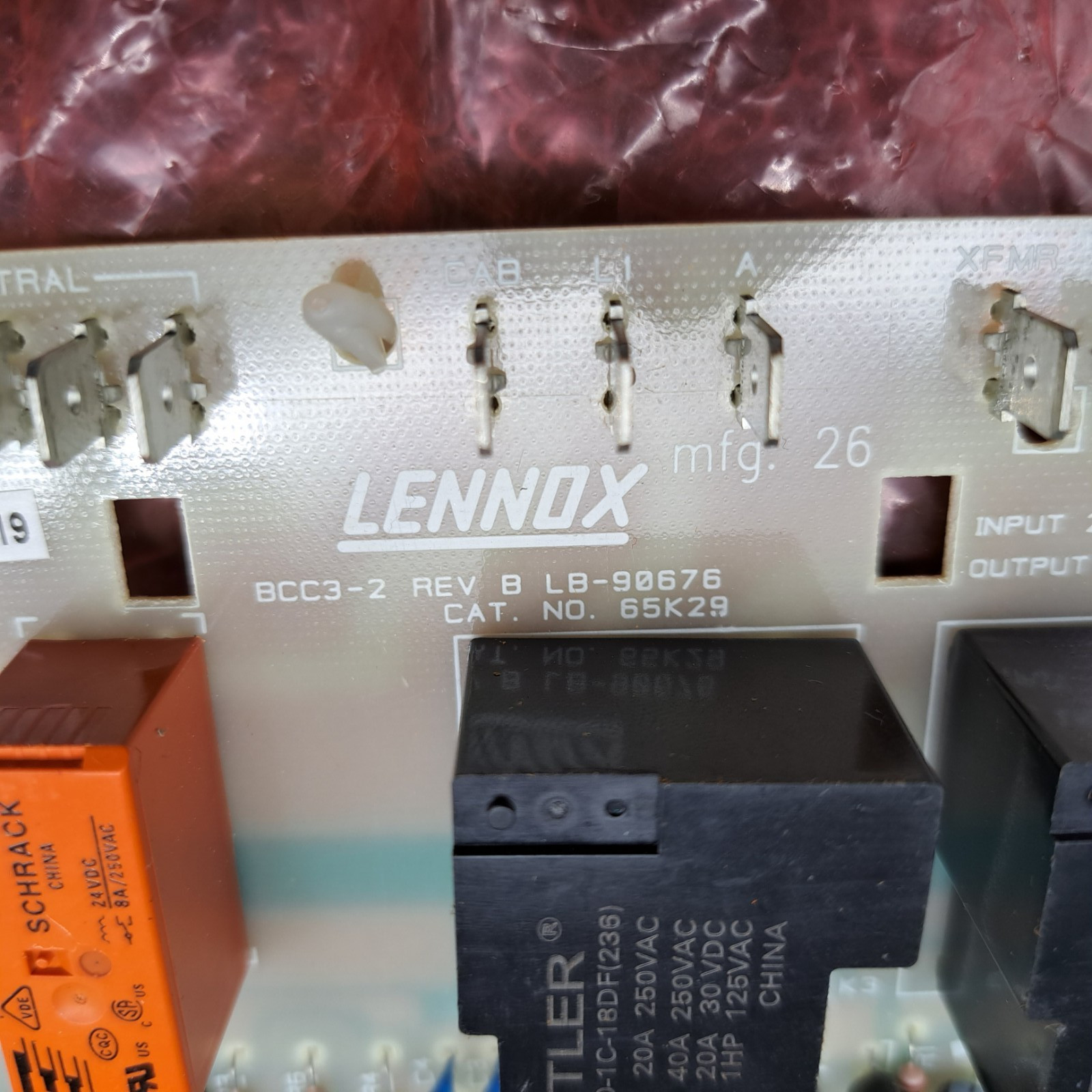 LENNOX LB-90676 Furnace Control Circuit Board BCC3-2 65K29
