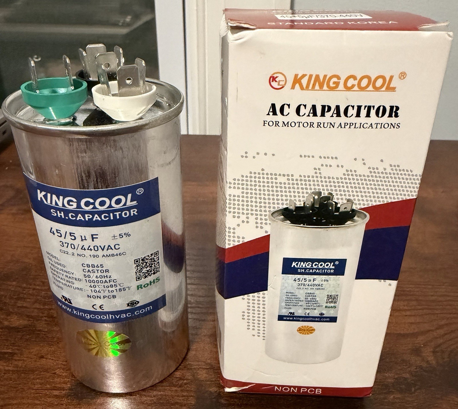 King Cool Dual Run HVAC Capacitor 45+5uF/370-440V – 45/5 MFD uF +-5% 370 440 VAC