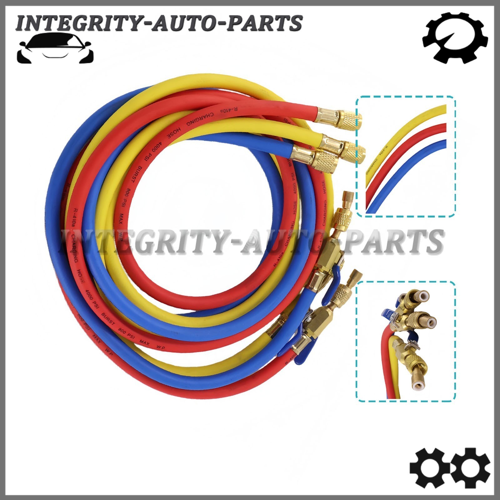 3Pack 29986 Plus II 1/4″ Hose with Compact Ball Valve 72″ Fit for R-410A Refrige