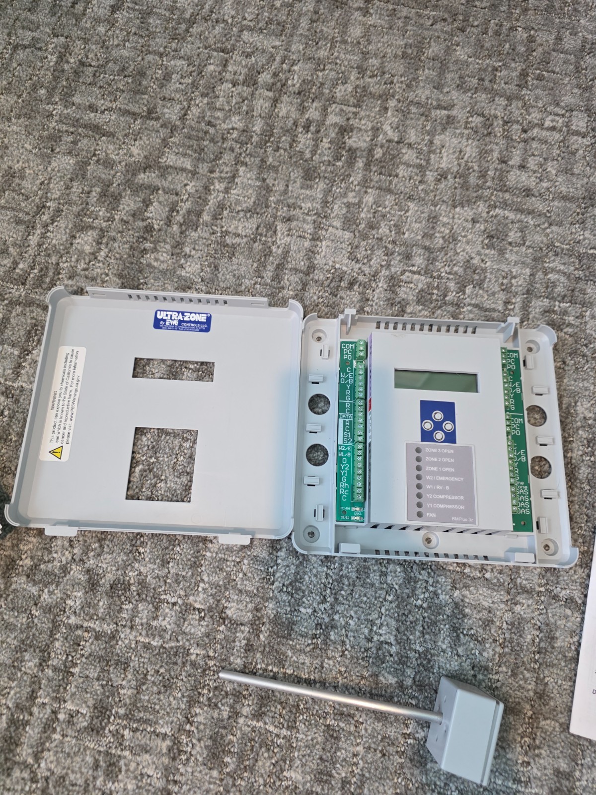 EWC 3 Zone Control Panel With Supply Air Sensor BMPLUS-3Z Nearly New HVAC Zoning