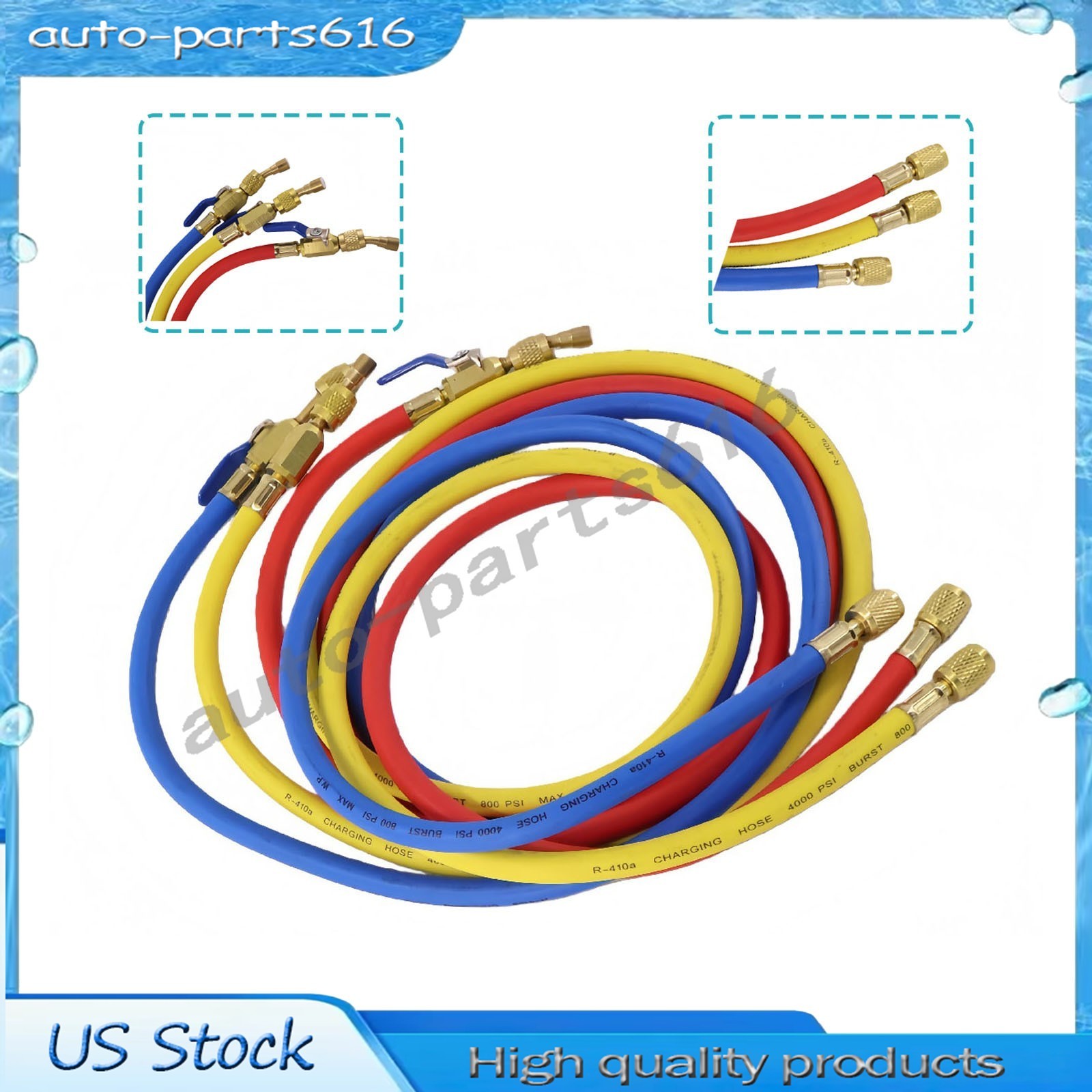 3Pack 29986 For R-410A Refrige Plus II 1/4″ Hose with Compact Ball Valve 72″ NEW