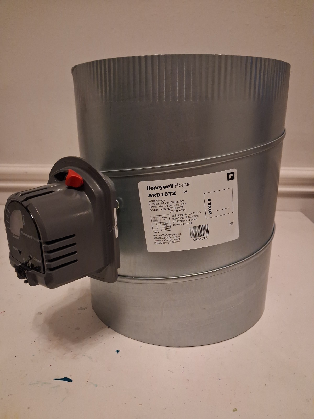 Honeywell TrueZONE Round Supply Damper (ARD10TZ) 10 Inch