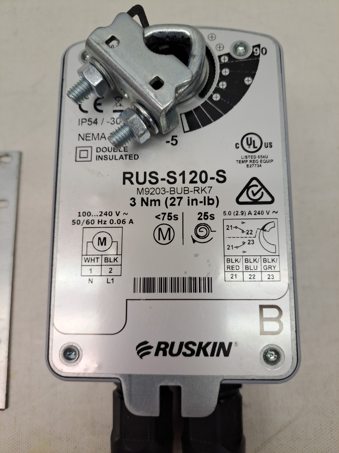 Ruskin RUS-S120-S electric on/off spring return actuator NEW, no box