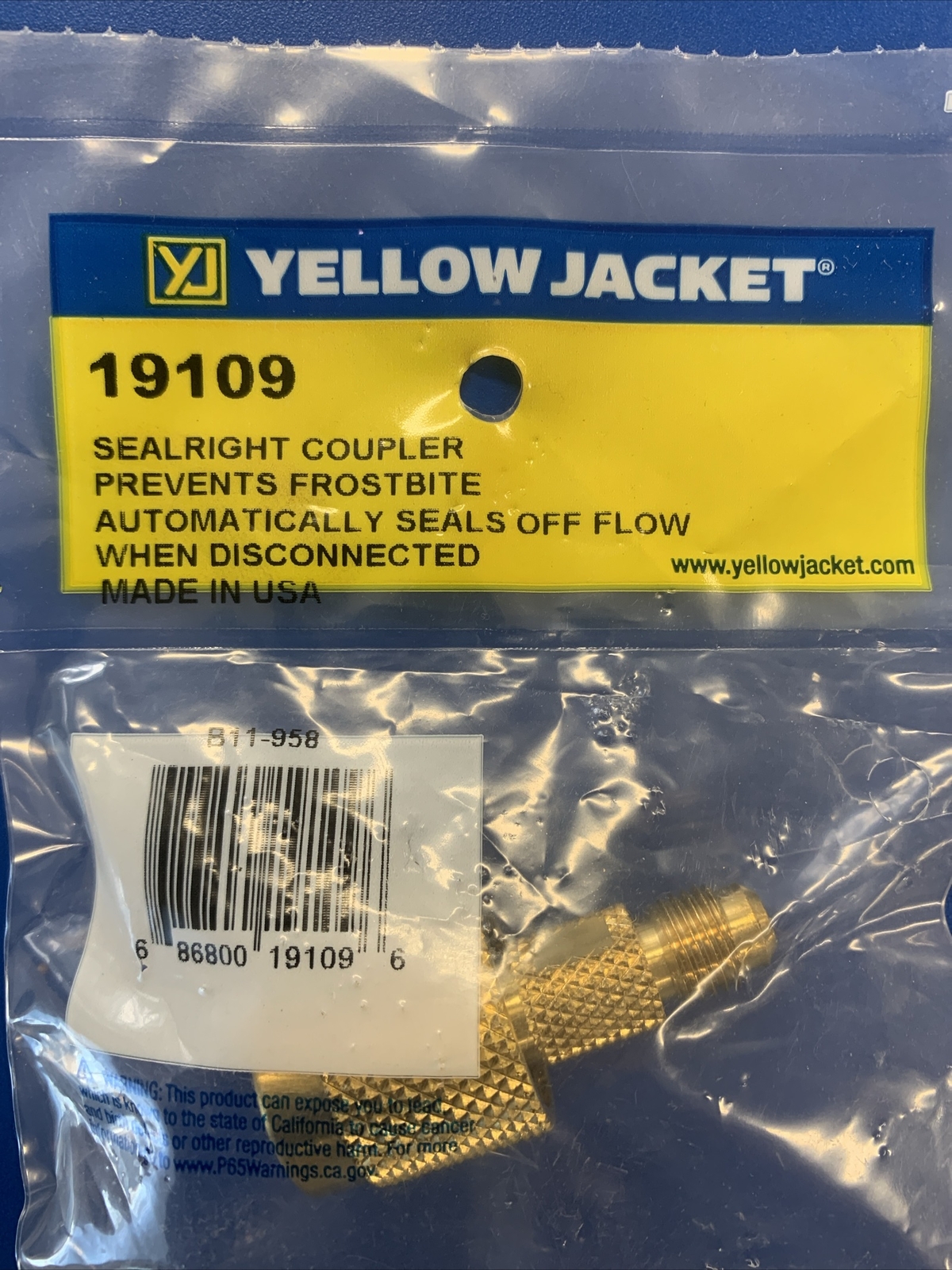 YELLOW JACKET 1/4″ SEALRIGHT FITTING (1/4″ STR. Q.C. X 1/4″M.FL.) 19109