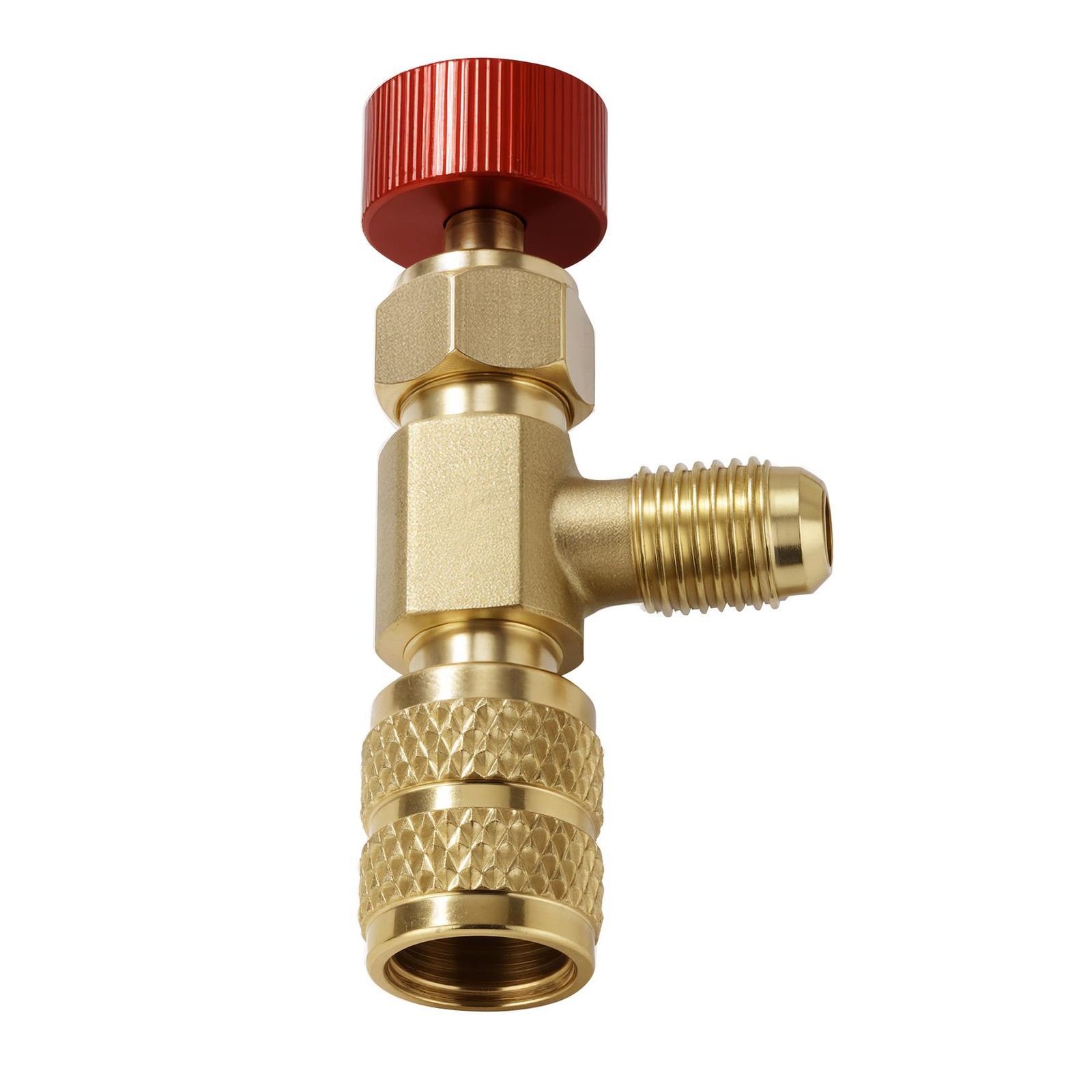 Refrigerant Charging Valve Set, 5/16″ Safety Adapter Flow R410A, Brass