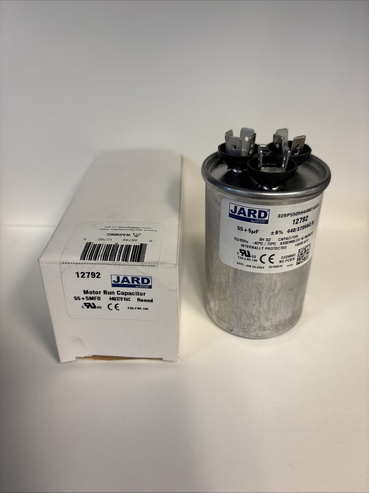 12792 Motor Run Capacitor Jard by MARS, 55 + 5 MFD 440/370 VAC Round