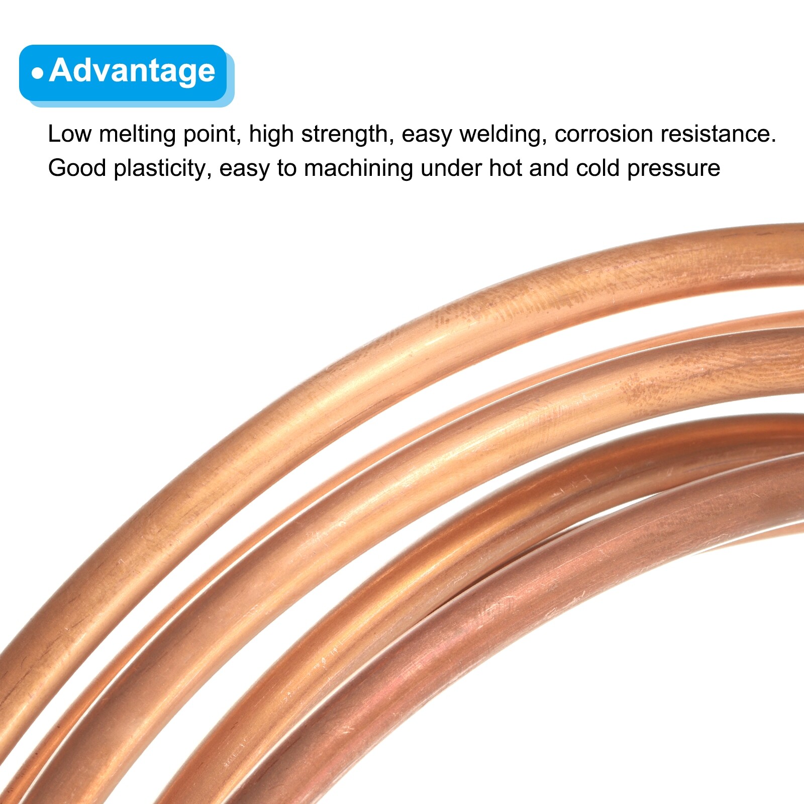 Copper Tube 1/4” OD x 9.8Ft Refrigeration Flexible Pipe Seamless Hollow