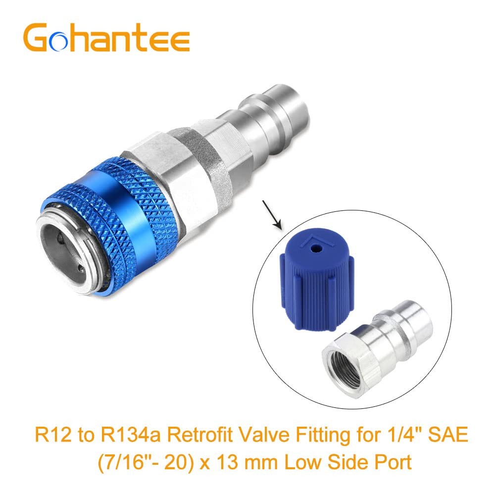 R-12 To R-134a Retrofit Valve 7/16 Low Side Port Adapter with Blue 1/4 inch