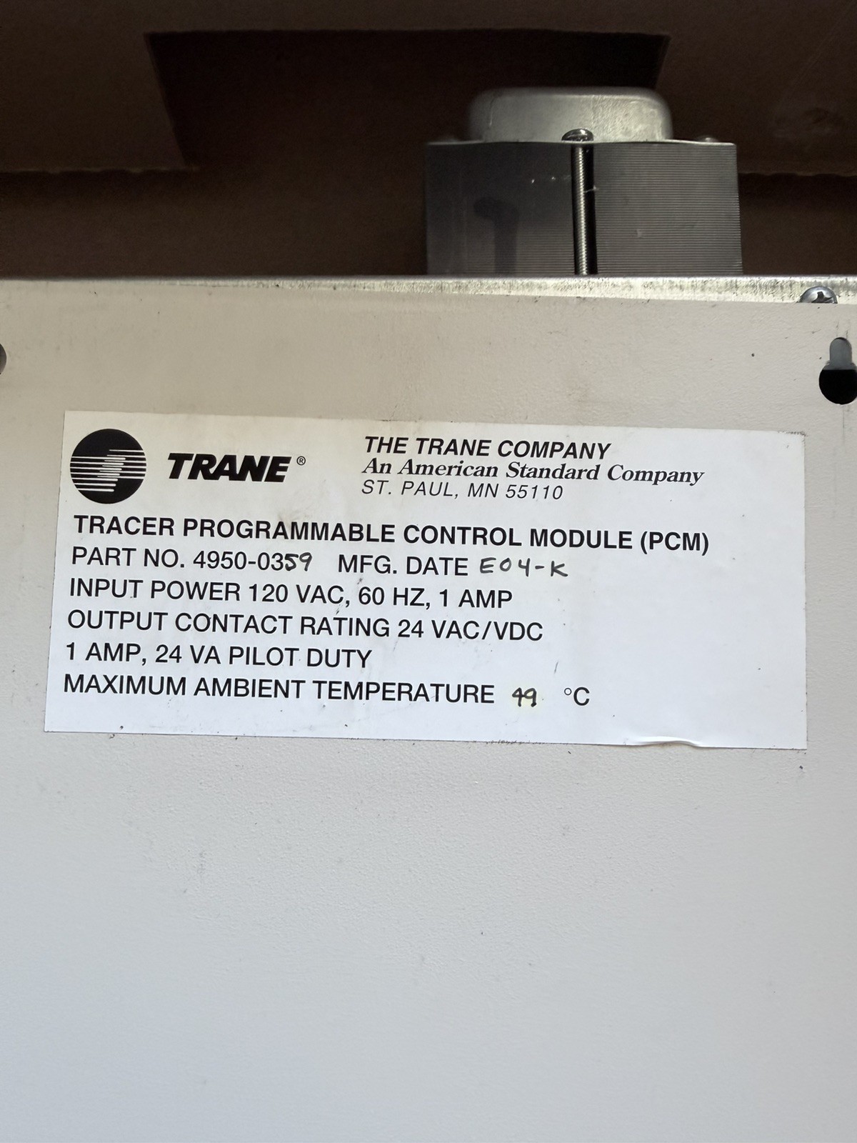TRANE 4950-0359 TRACER PROGRAMMABLE CONTROL MODULE PCM
