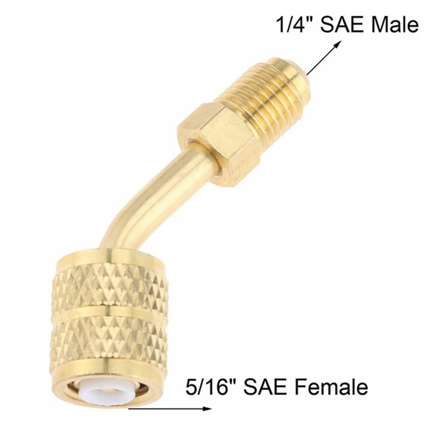 2X 45° Angle R410a Adapter 5/16″ Female x 1/4″ Male SAE For Mini Split HVAC N823