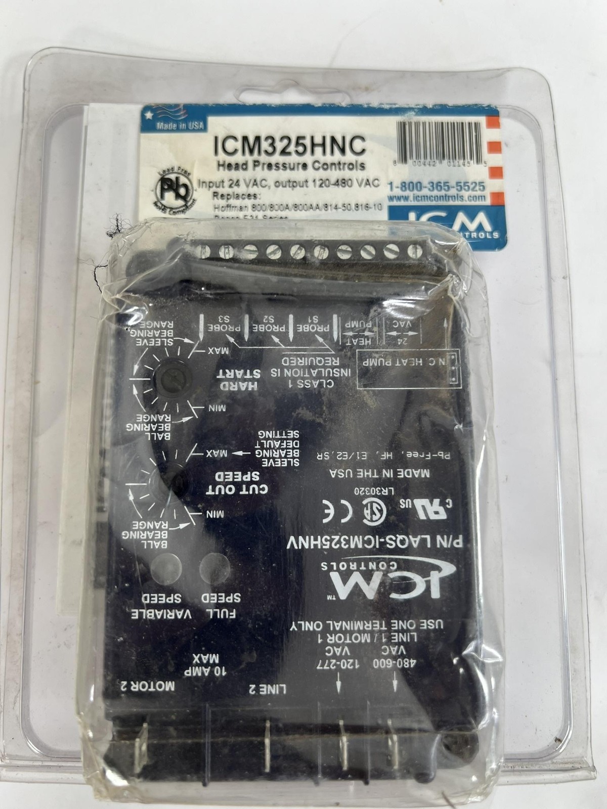 ICM Controls ICM325HNC Head Pressure Control 24VAC 120-480VAC Refrigeration USA