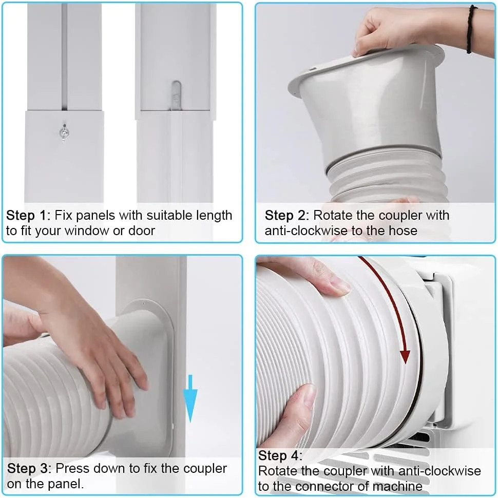 Portable Air Conditioner Window Vent Kit with 5.9″ Exhaust Hose Adjustable Porta