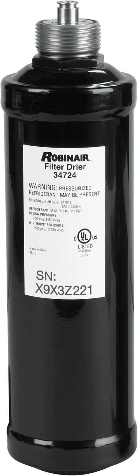 Robinair 34724 A/C Recycling Filter-Drier Spin-On Replacement Filter – Compatibl