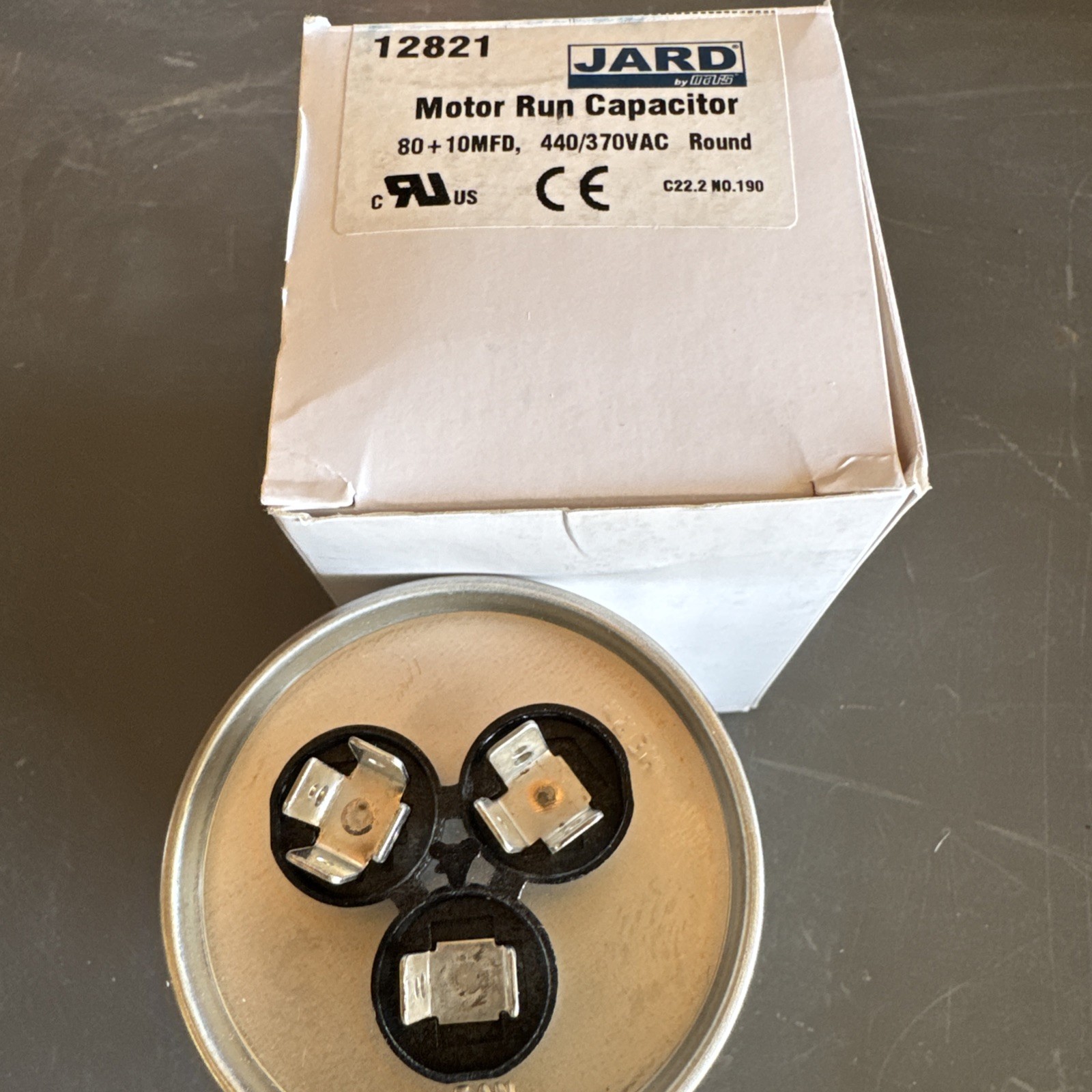 MARS 12821 80 + 10MFD 440V Rnd Run Cap. 80/10MFD 440V Rnd Run Cap