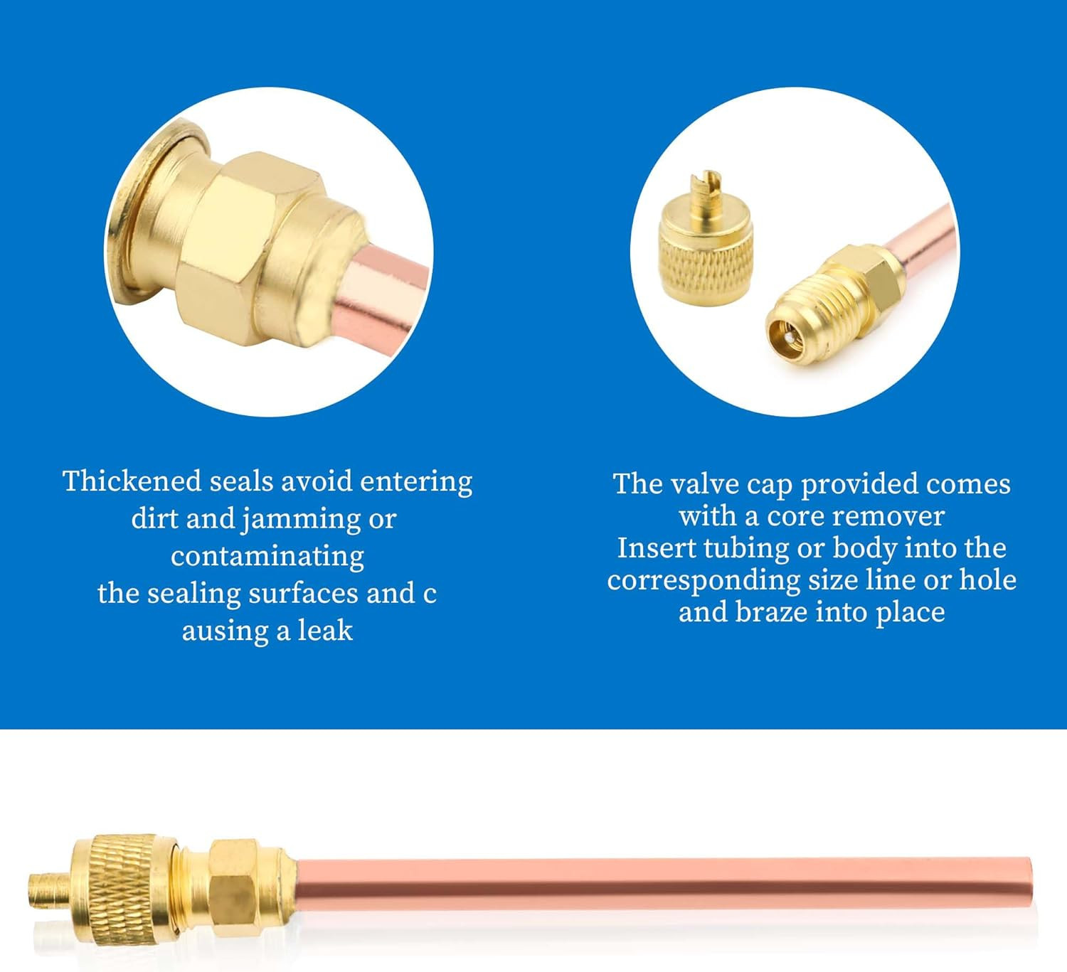 20PCS HVAC Service Access Valves, 1/4” SAE X 1/4” OD X 2.5” Stem