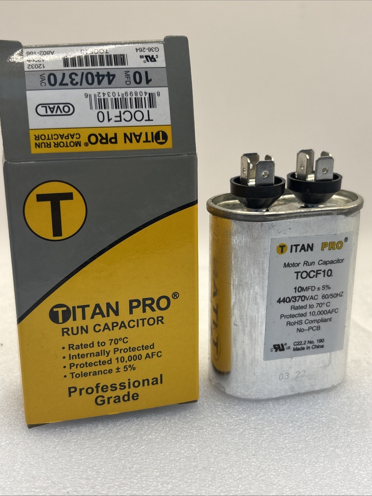 Titan Pro TOCF10 Motor Run Capacitor 440/370v 60/50 Hz 10 MFD – FEDEX SHIPPER US
