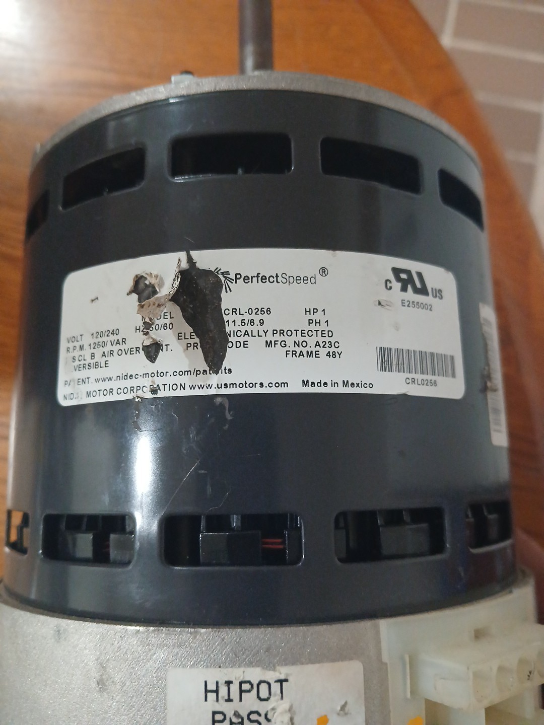 Trane 1 HP ECM Serial Blower Motor 4TEE3F65 D343623P01 Software VER V203 Nidec
