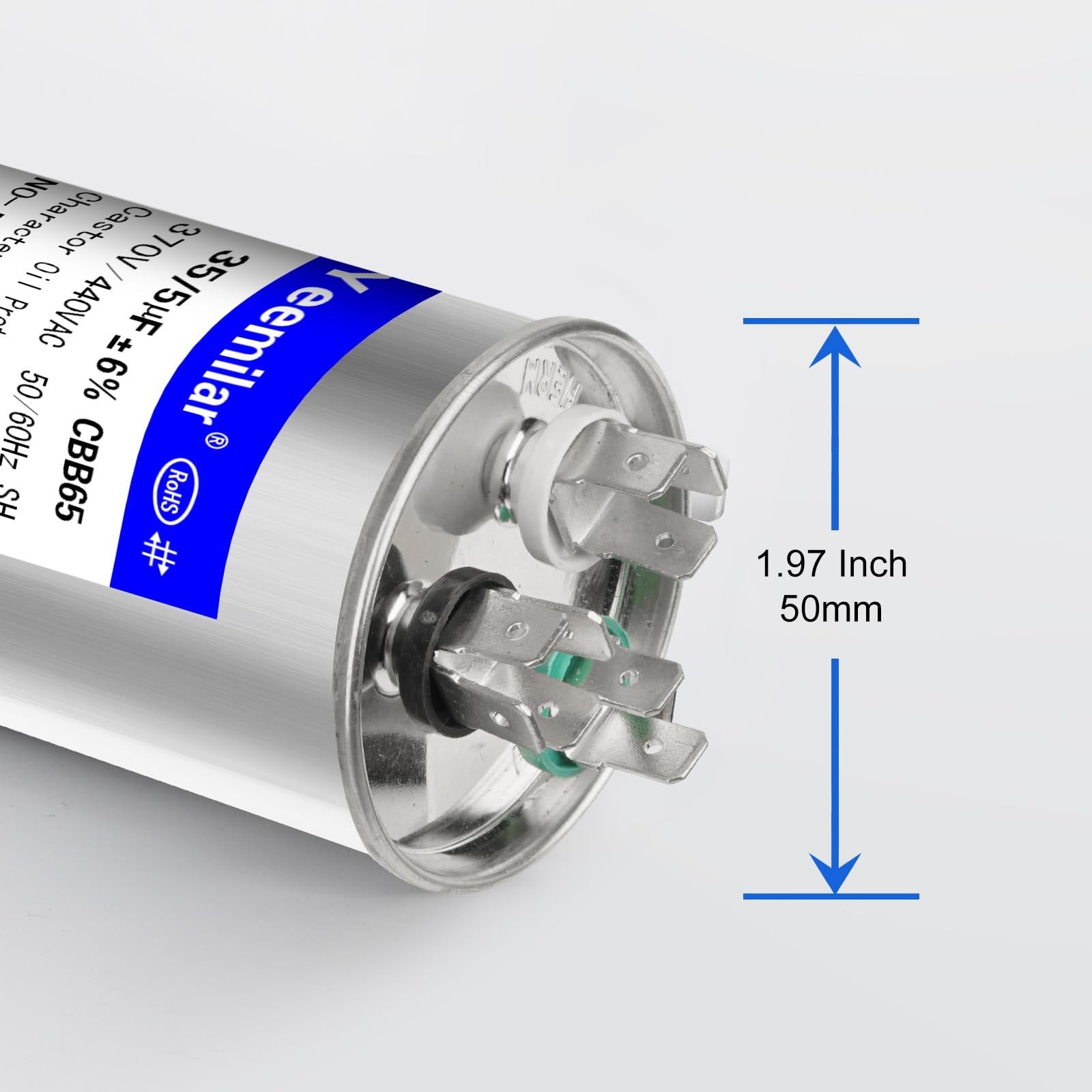 35+5 uF 35/5 MFD ±6% 370V/440V CBB65 AC Capacitor, Dual Run Round Capacitor…