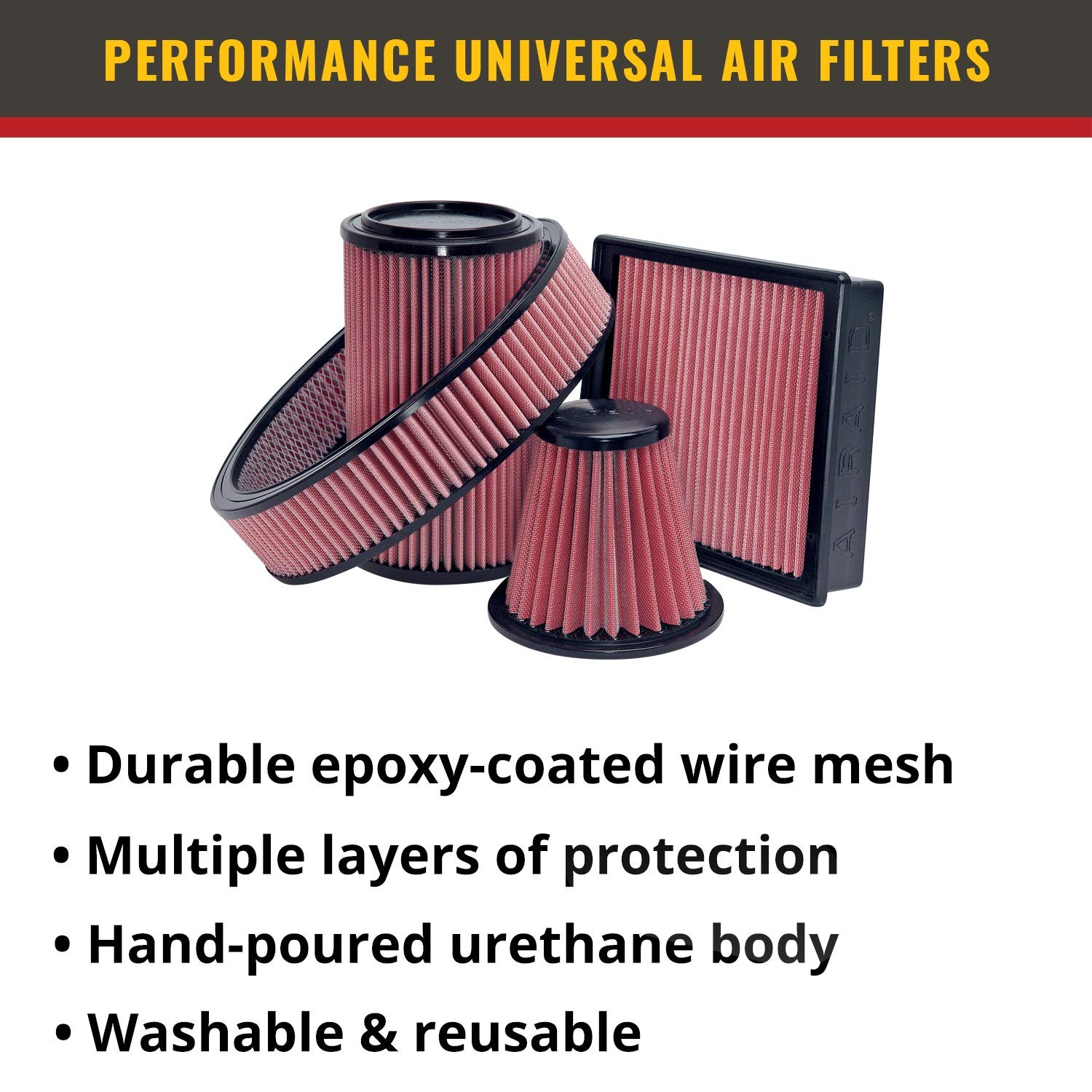 Airaid 720-478 Universal Clamp-On Air Filter Unique 4.25 Inch 108 Mm Flange Id