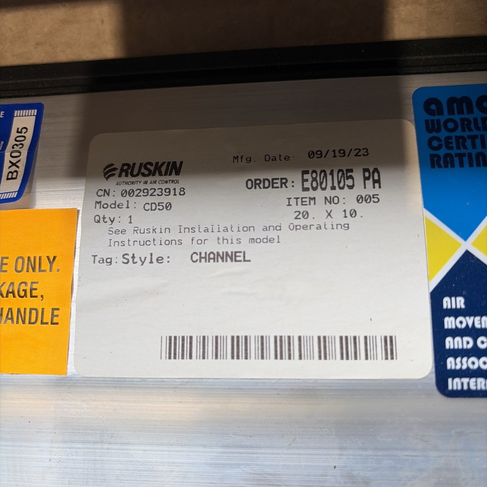 RUSKIN CD50 20X10 Channel duct louvre