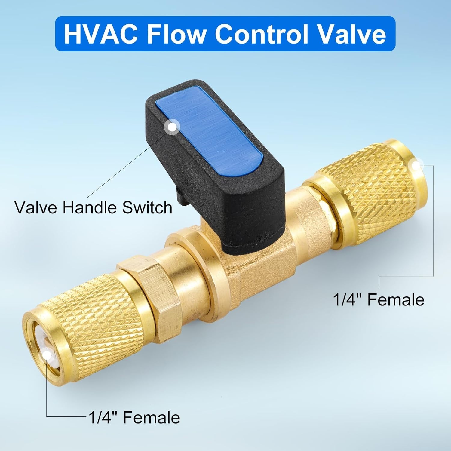 Versatile 1/4 SAE Female Ball Valve for HVAC Refrigerant Charging and Recovery