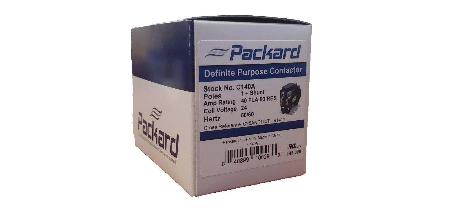 Packard C140A Definite Purpose Contactor 1 Pole + Shunt Coil Voltage 24V