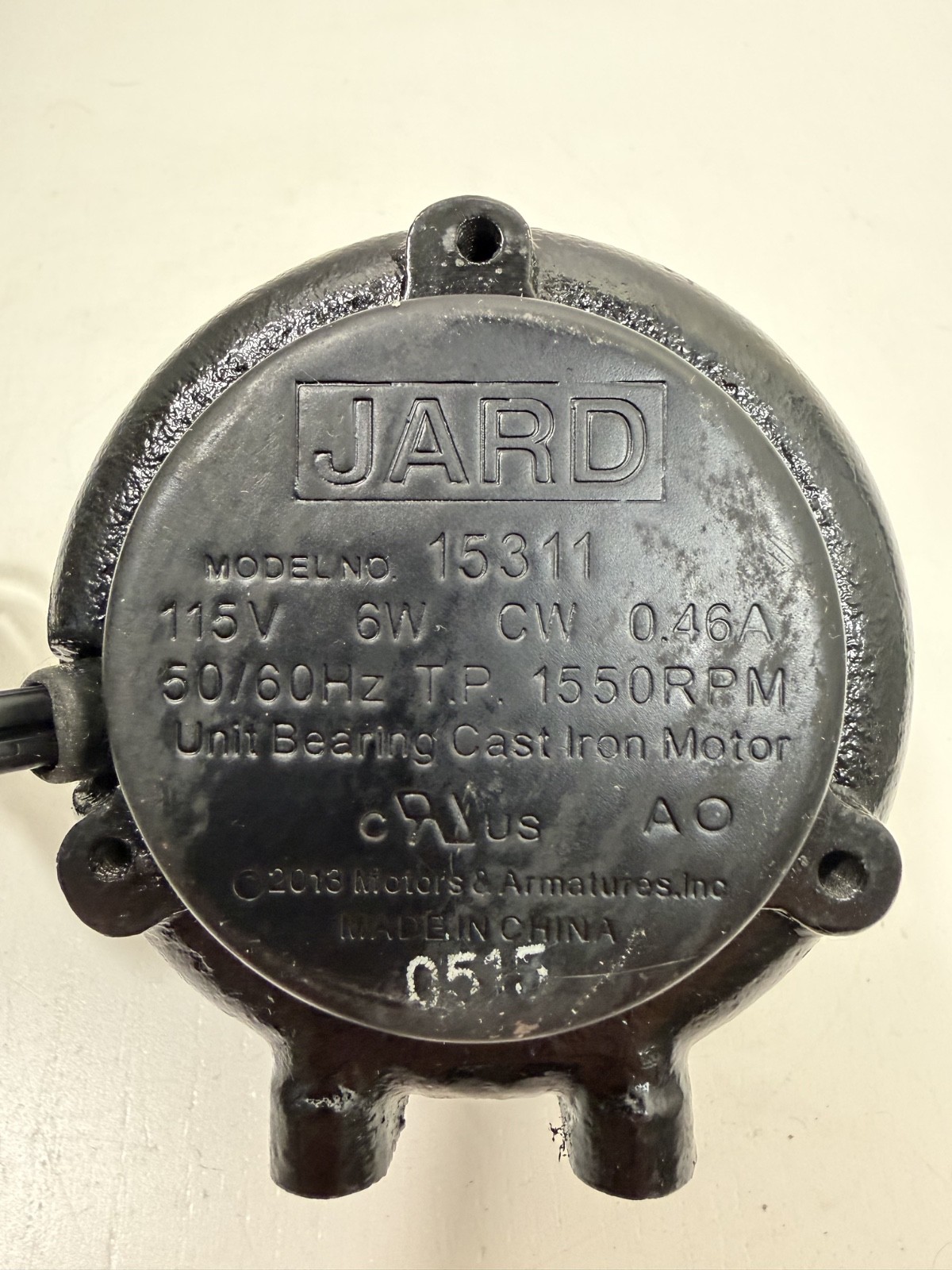 JARD by Mars 15411 Unit Bearing Cast Iron Motor 9W 115V 1550 RPM