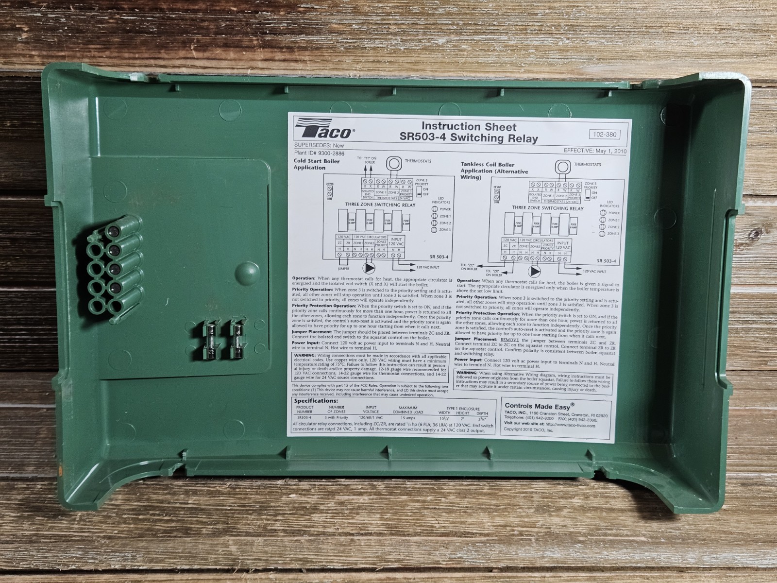 Taco SR503 Three Zone Switching Relay Circulator Boiler Control Board SR503-4