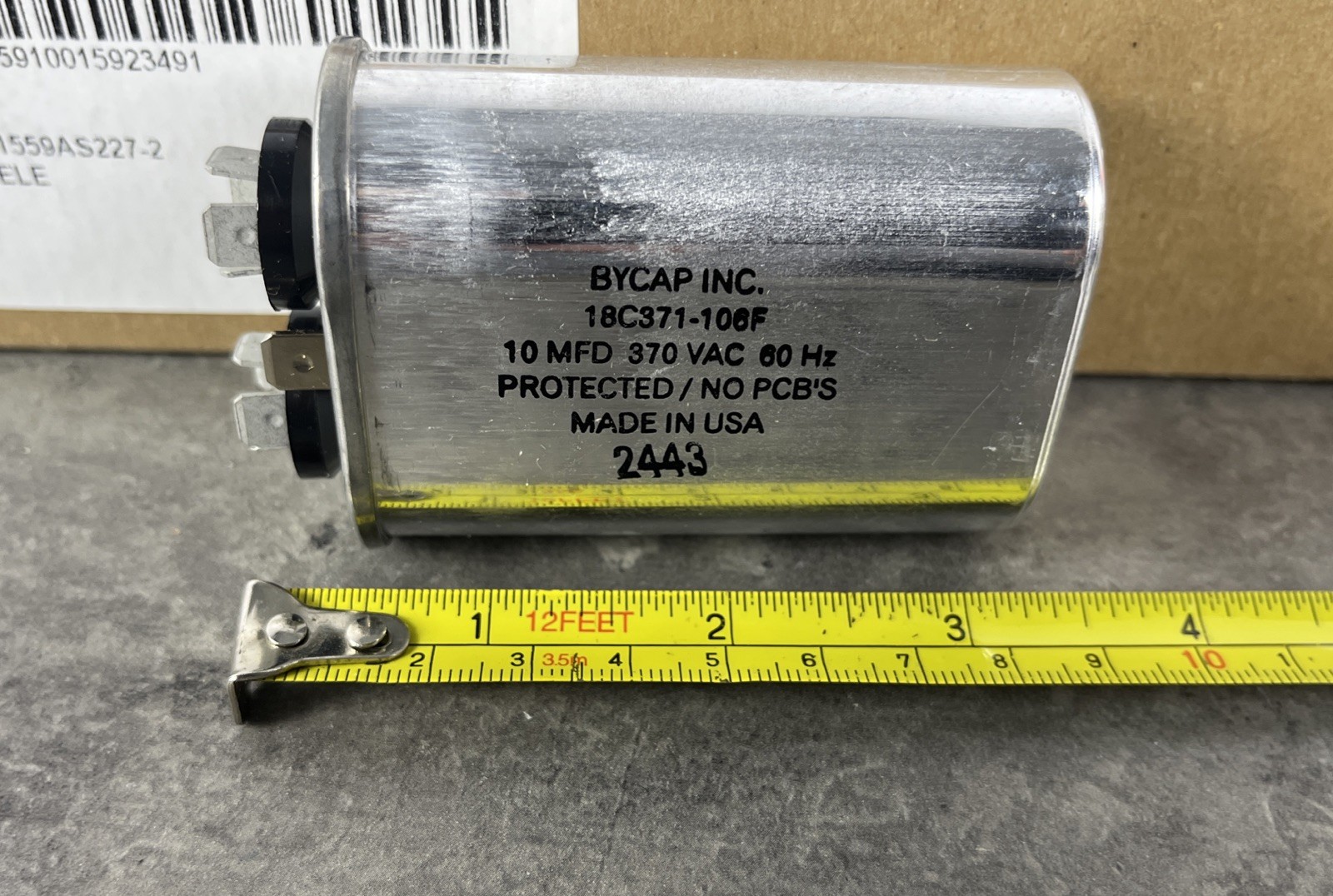 BYCAP Inc 18C371-106F Motor Run Capacitor 10 MFD 370 VAC 60Hz Oval HVAC OEM
