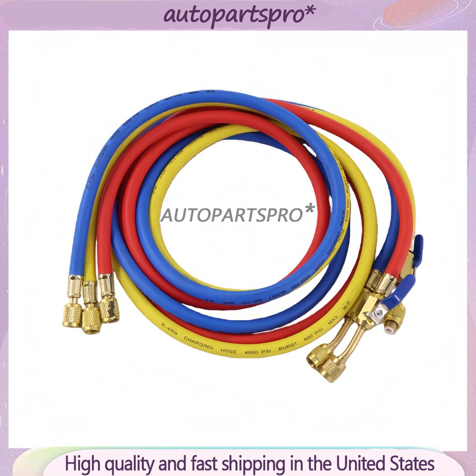 For R-410A Refrige 3Pack 29986 Plus II 1/4″ Hose with Compact Ball Valve 72″