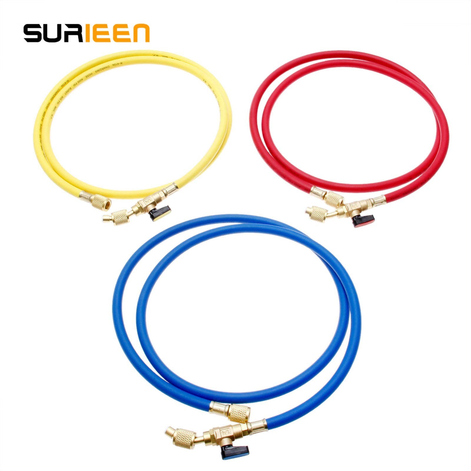 R134A A/C Charging Hose with Ball Valve, (4000~800) PSI Working Pressure 1/4″…