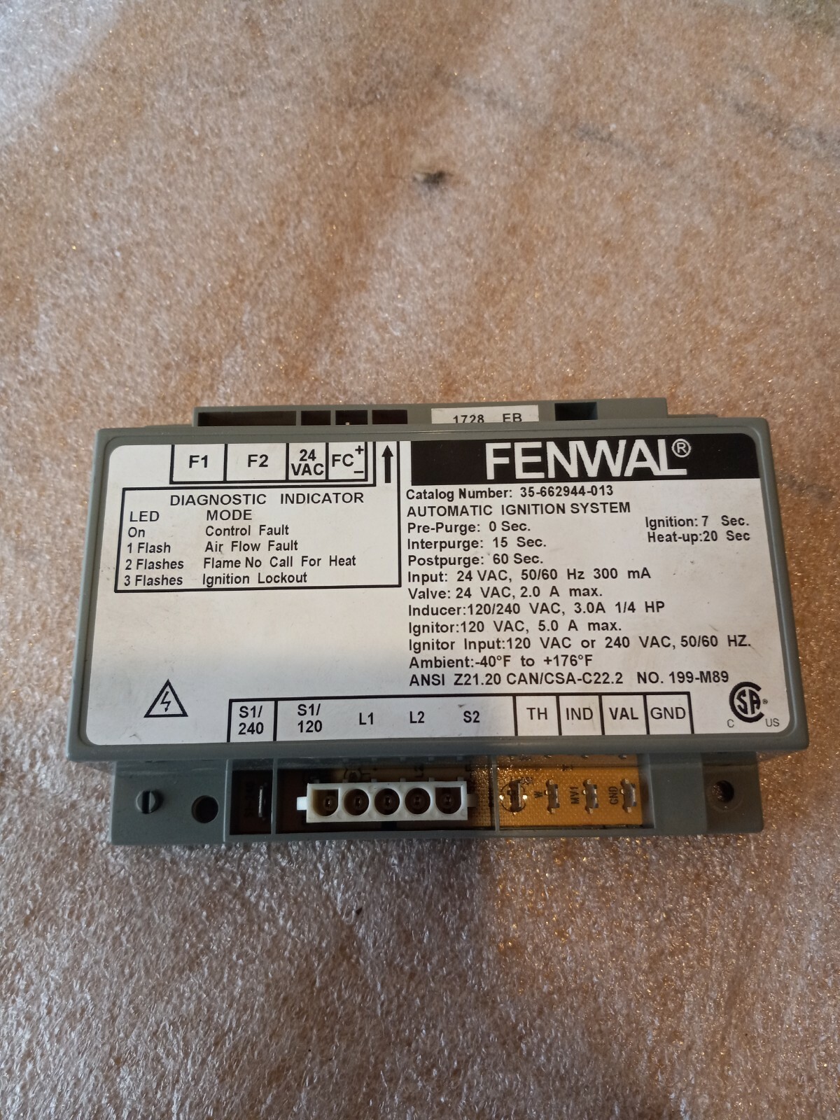 FENWAL 35-662944-013 Automatic Ignition Control Module free shipping