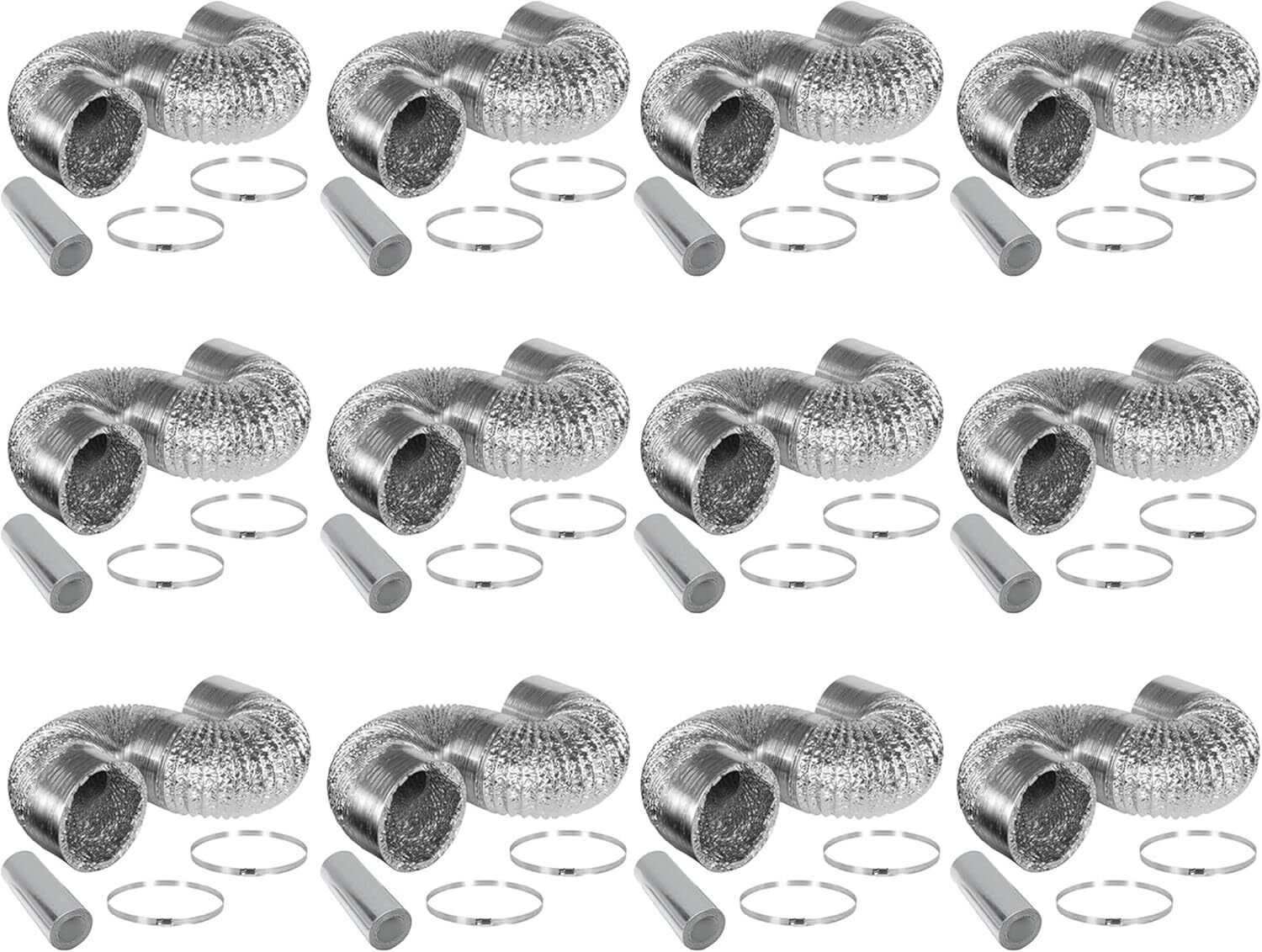 4” 6″ 8”/10″/ 14″ Flexible Aluminum Air Ducting Dryer Vent Hose HVAC w/ Clamps