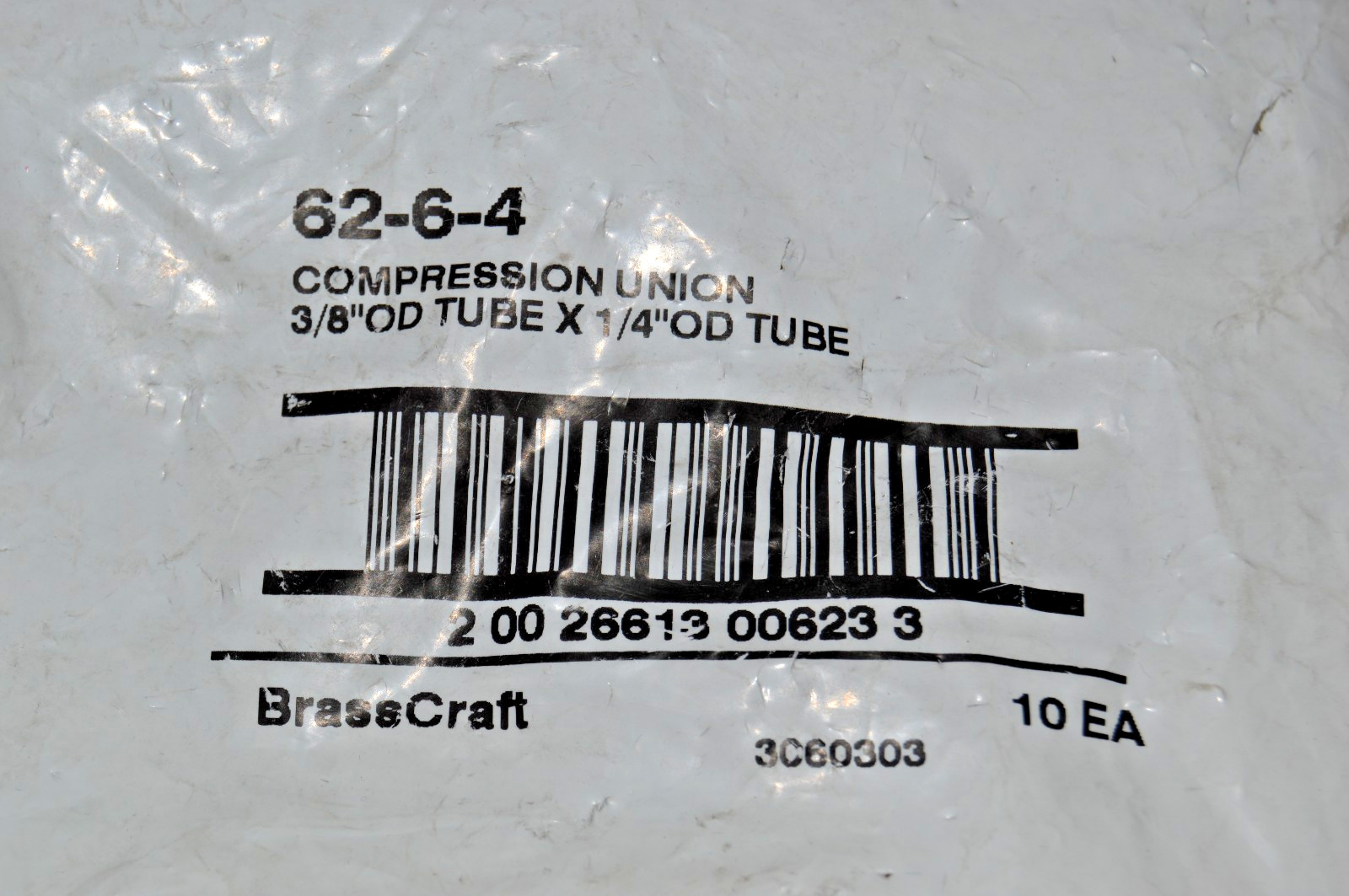 BrassCraft 62-6-4 Compression Union 3/8″ OD Tube X 1/4″ OD Tube 10-PK USA, NEW